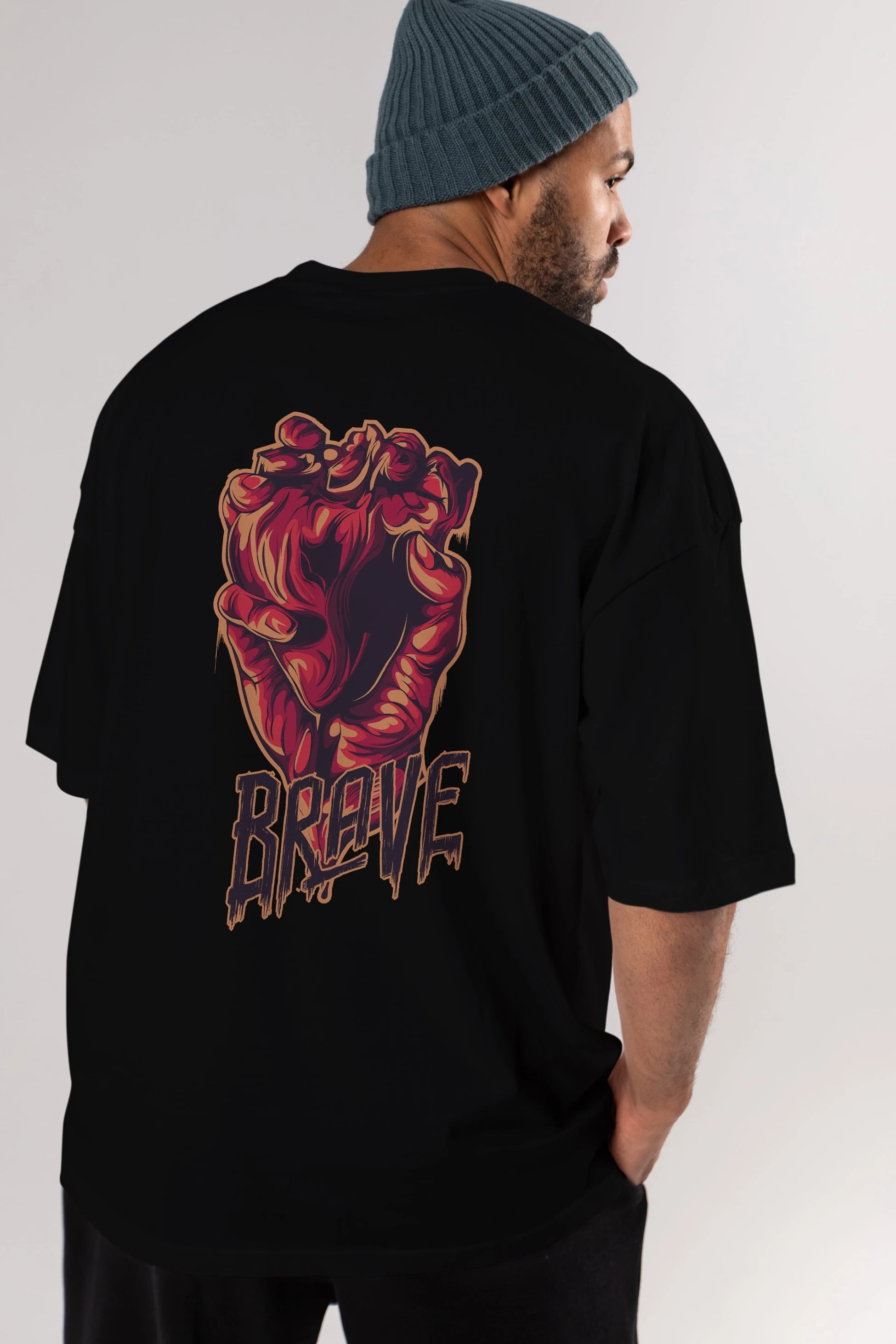 Brave Streetwear Arka Baskılı Oversize t-shirt Erkek Kadın Unisex