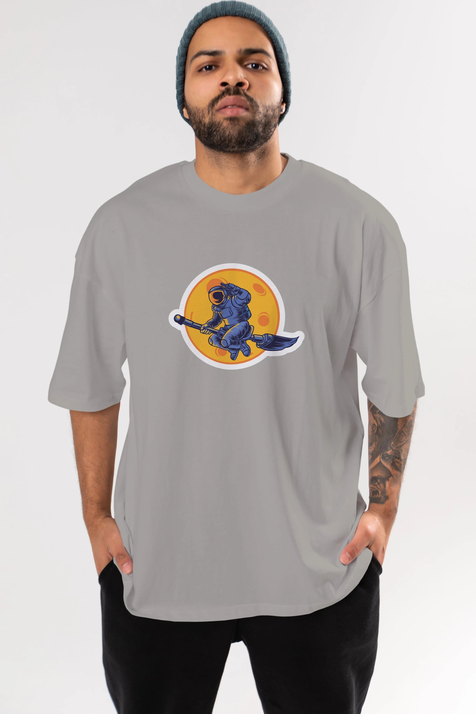 Space Witch Sticker Ön Baskılı Oversize t-shirt Erkek Kadın Unisex