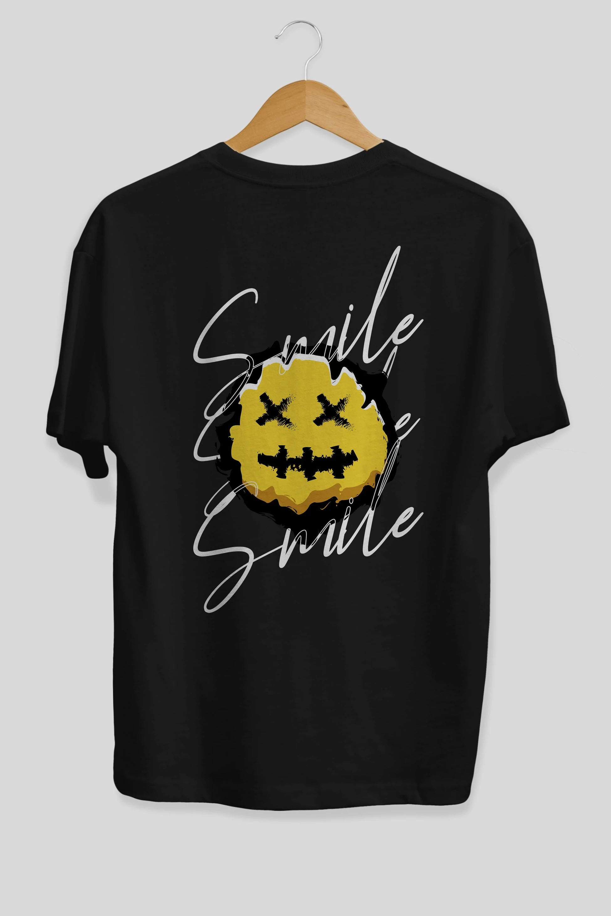 Smile Emoji Arka Baskılı Oversize t-shirt Erkek Kadın Unisex