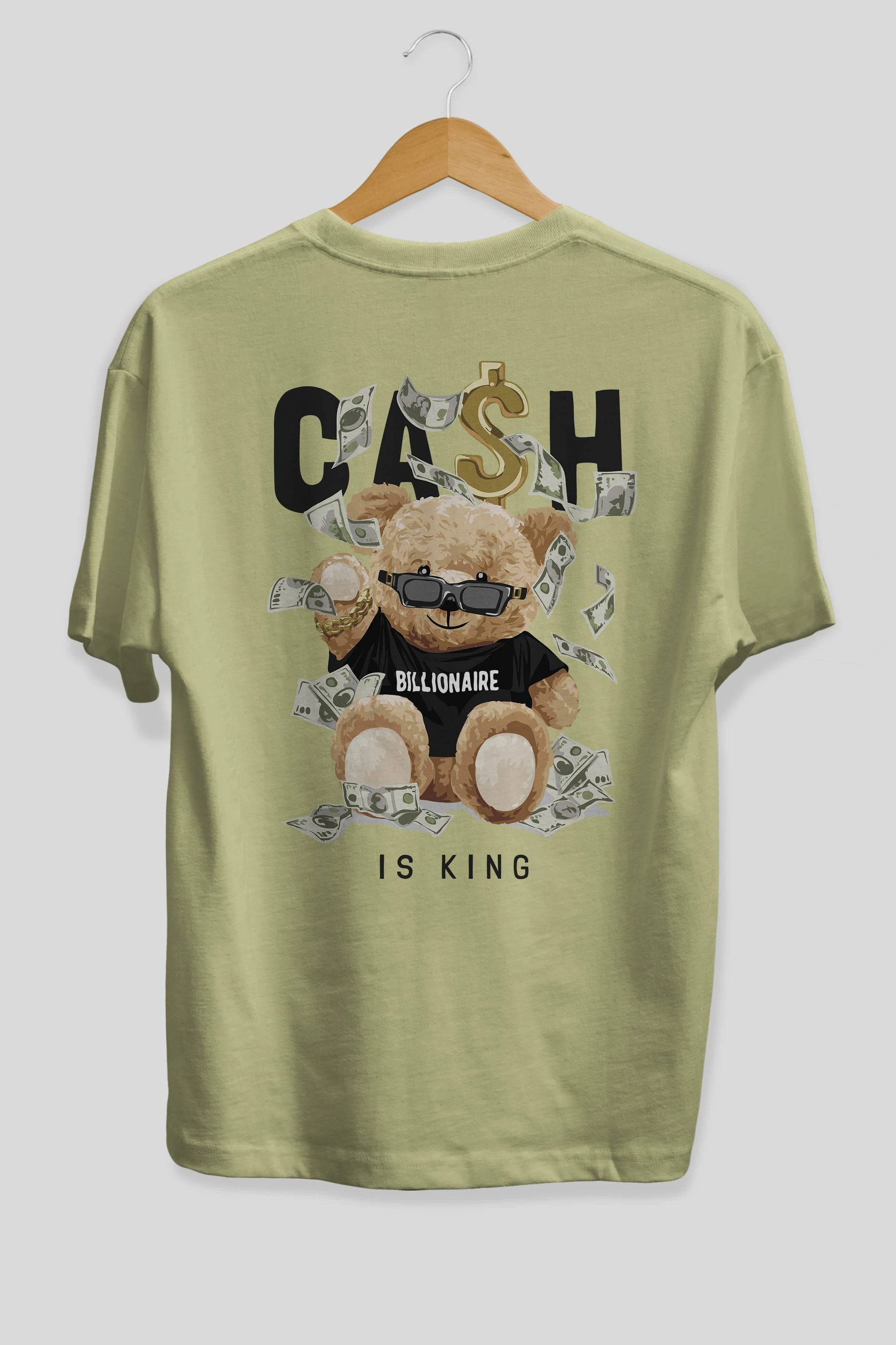 Teddy Bear Billionaire Arka Baskılı Oversize t-shirt Erkek Kadın Unisex %100 Pamuk
