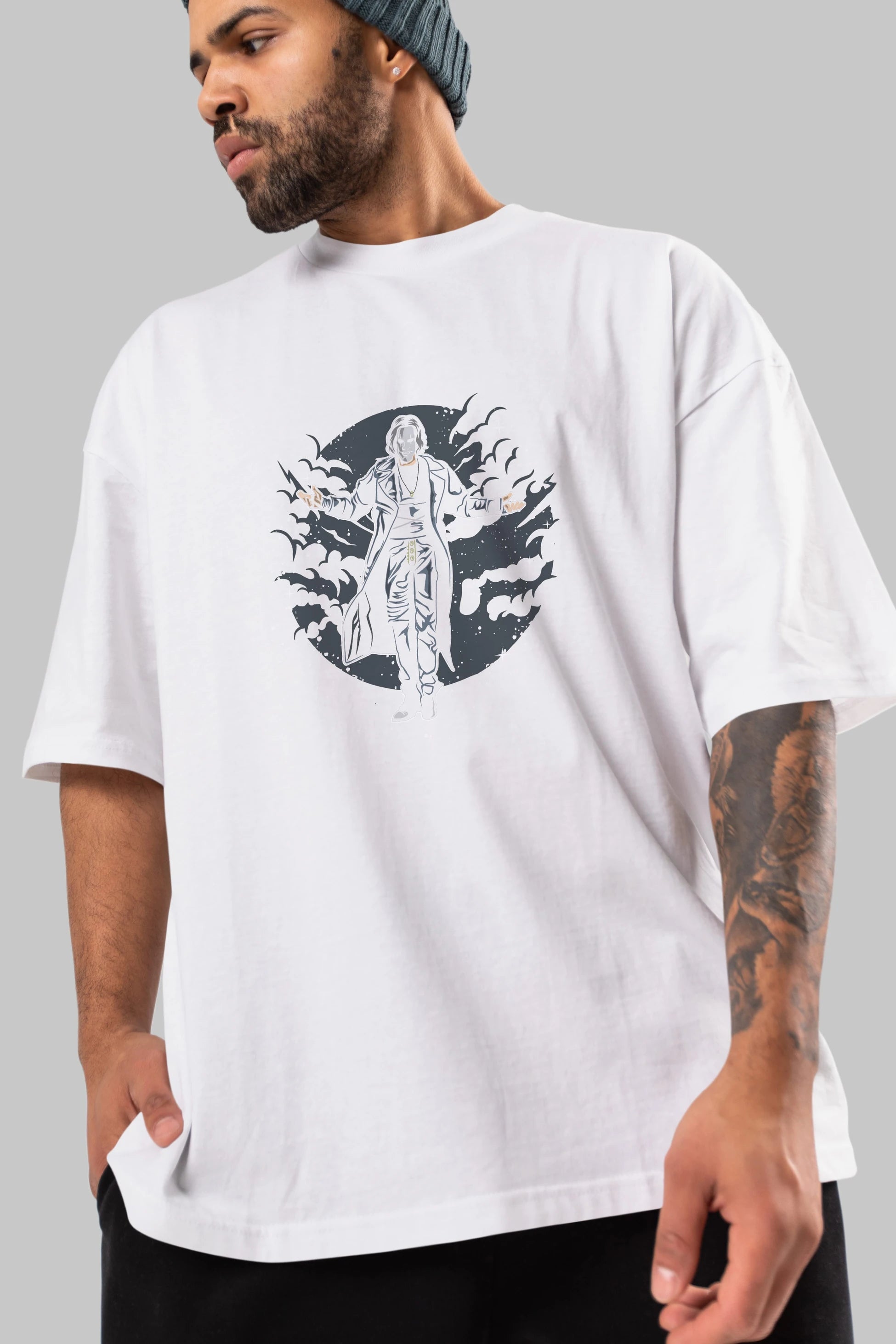 The Crow Ön Baskılı Oversize t-shirt Erkek Kadın Unisex %100 Pamuk tişort