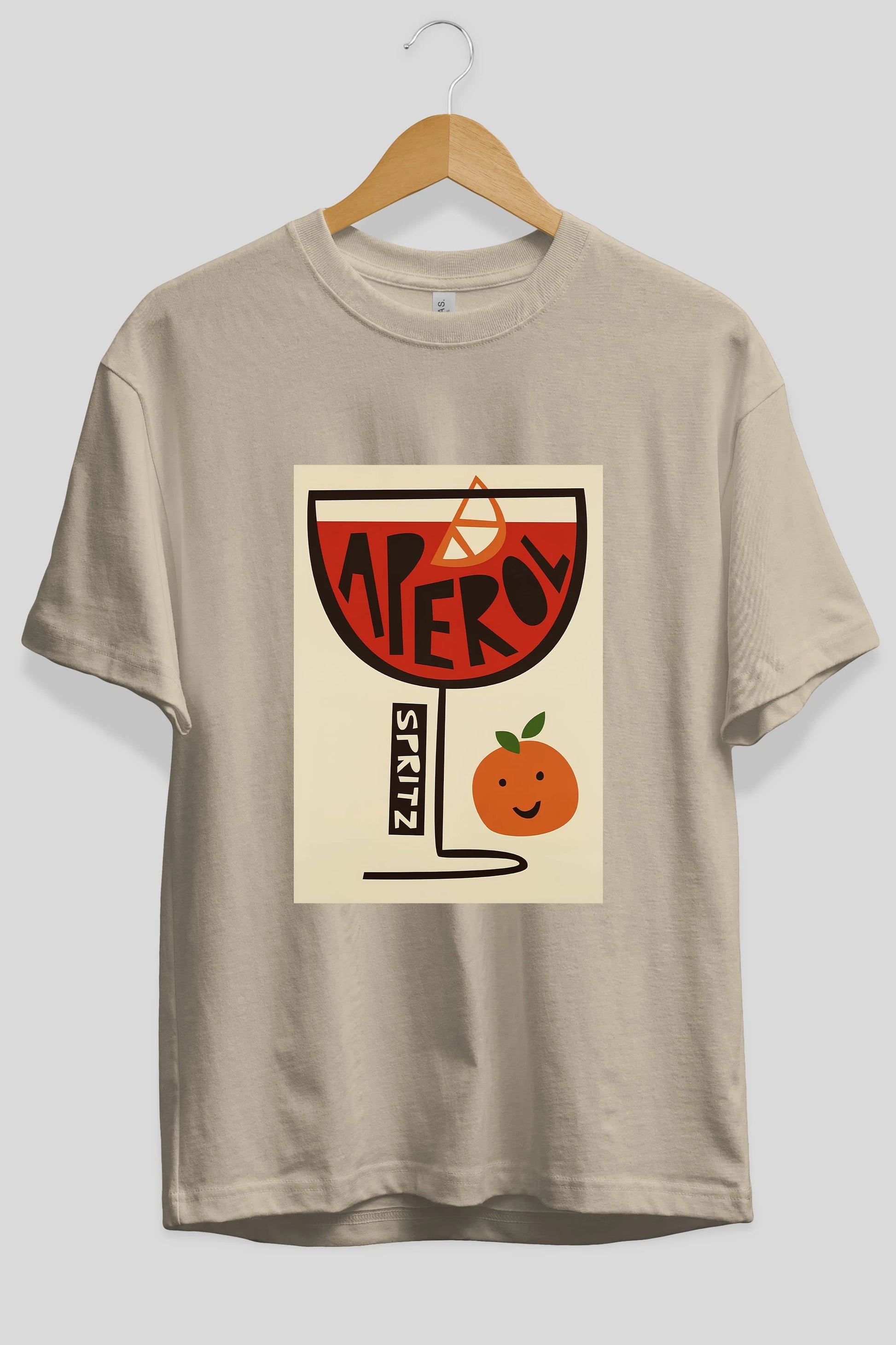 Aperol Spritz 9 Ön Baskılı Oversize t-shirt Erkek Kadın Unisex %100 Pamuk Bisiklet Yaka tişort