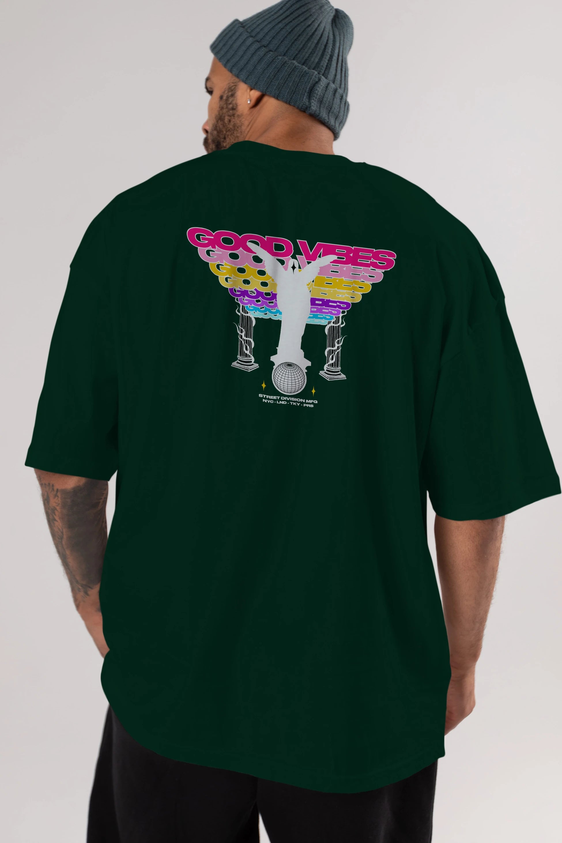 Good Vibes Arka Baskılı Oversize t-shirt Erkek Kadın Unisex