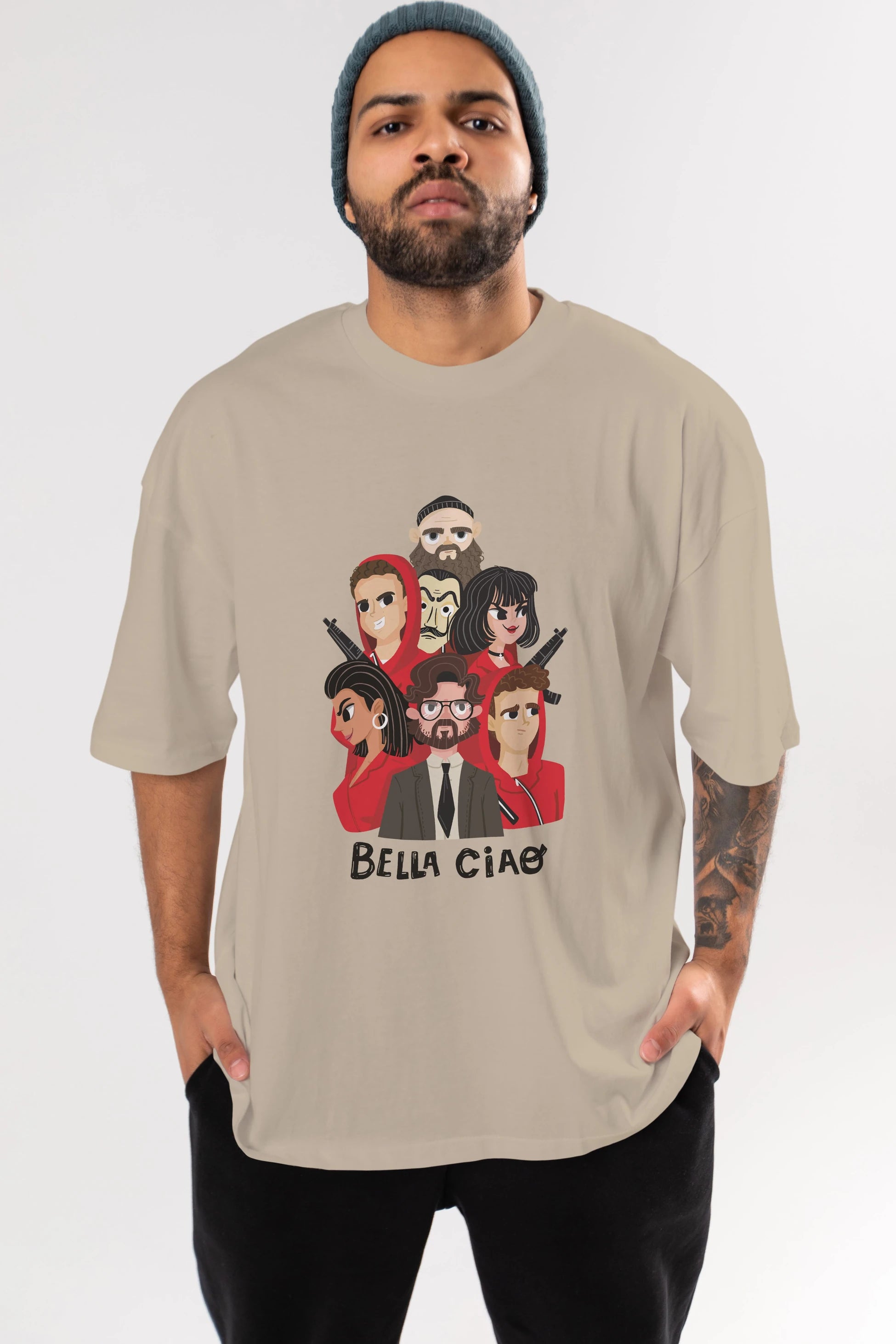 La Casa De Papel (13) Ön Baskılı Oversize t-shirt Erkek Kadın Unisex %100 Pamuk Bisiklet Yaka tişort