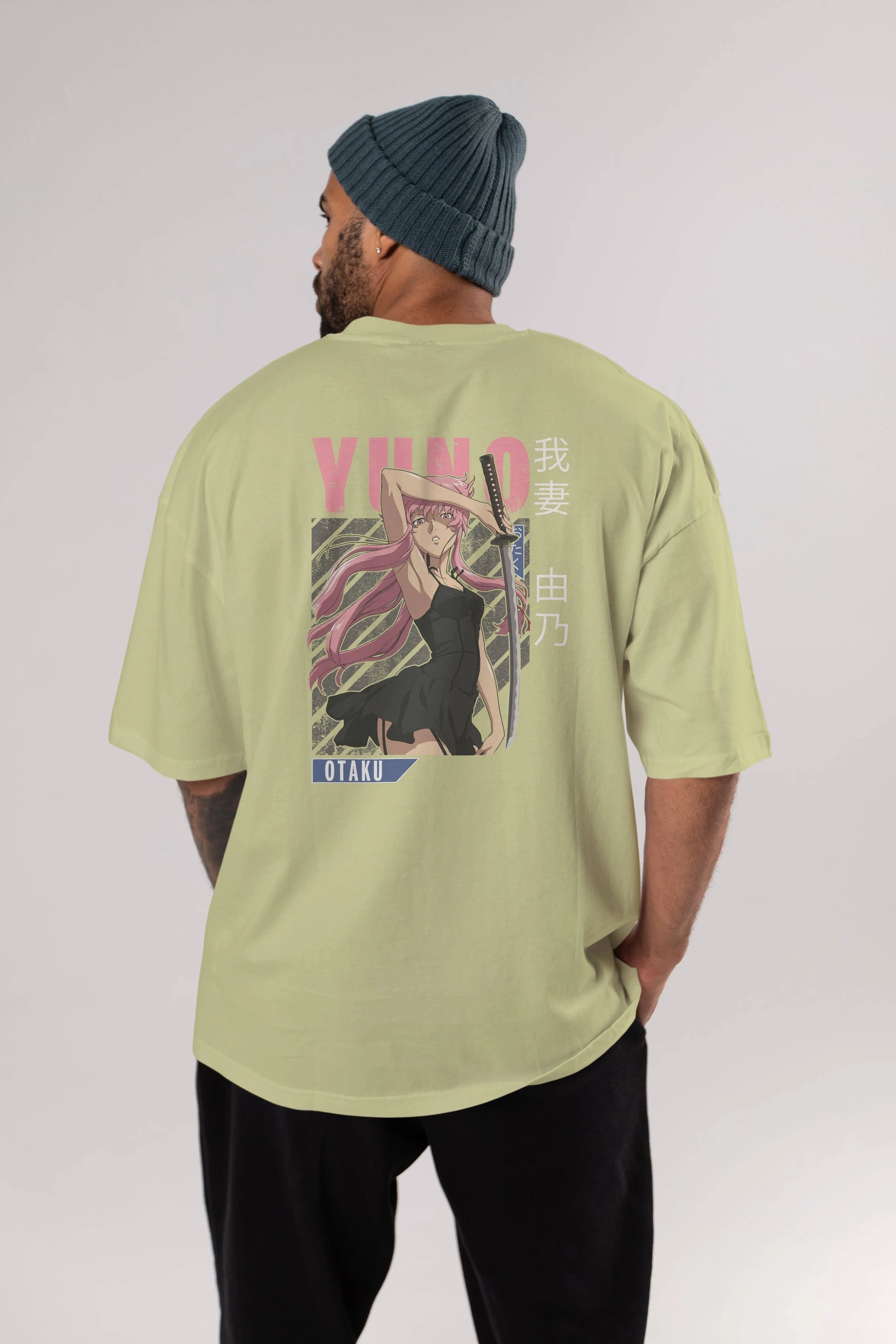 Yuno Gasai 5 Anime Arka Baskılı Oversize t-shirt Erkek Kadın Unisex