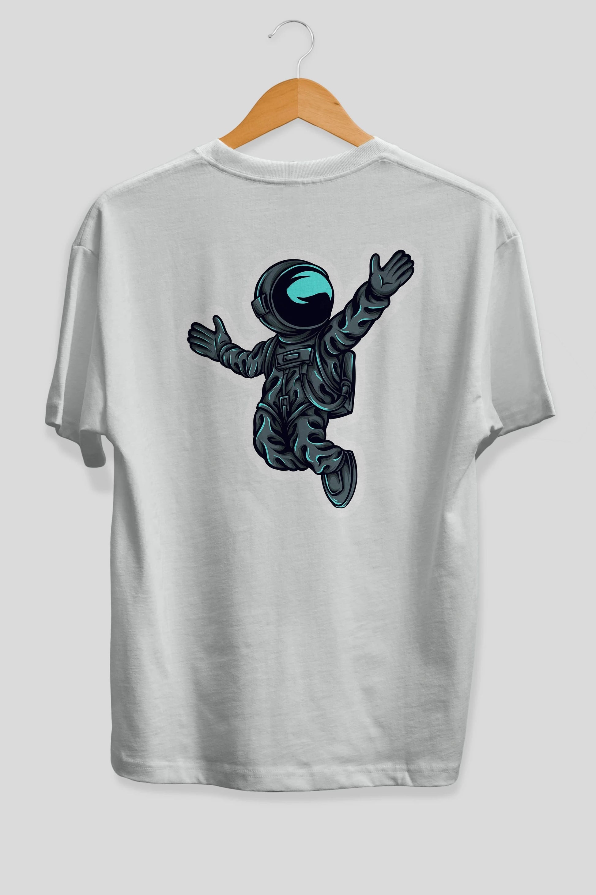 Happy Astronaut Sticker Arka Baskılı Oversize t-shirt Erkek Kadın Unisex