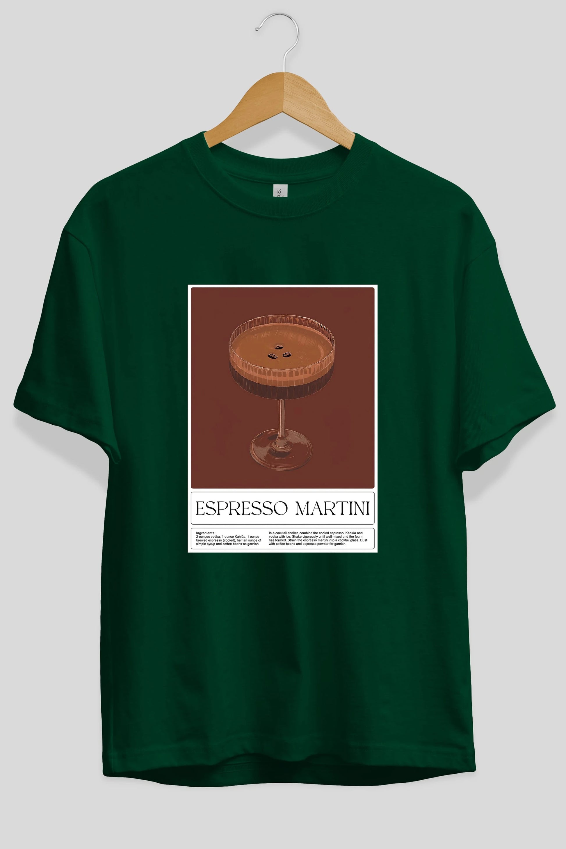 Espresso Martini Ön Baskılı Oversize t-shirt Erkek Kadın Unisex %100 Pamuk Bisiklet Yaka tişort