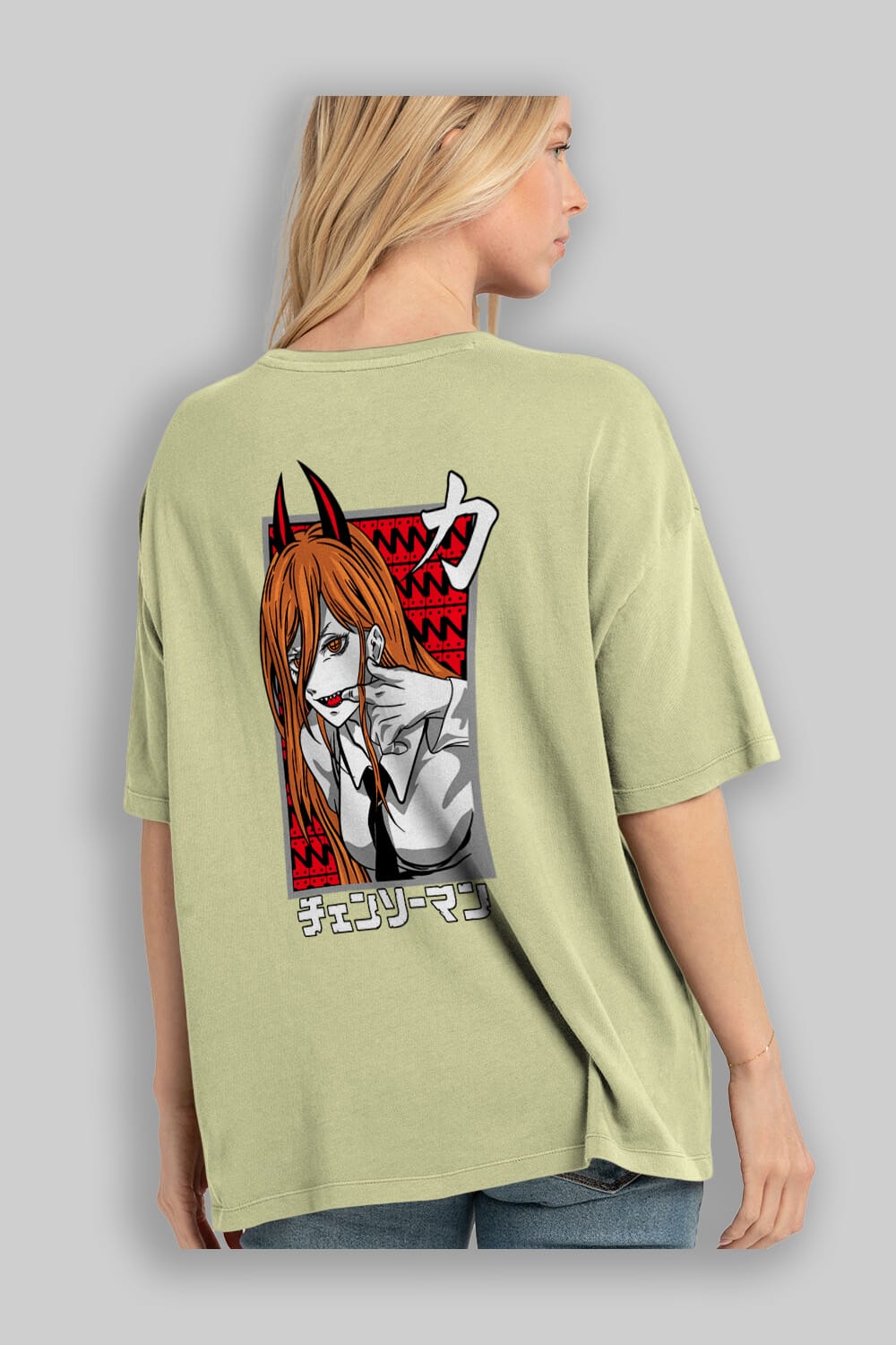 CHAINSAWMAN POWER Anime Arka Baskılı Oversize t-shirt Erkek Kadın Unisex