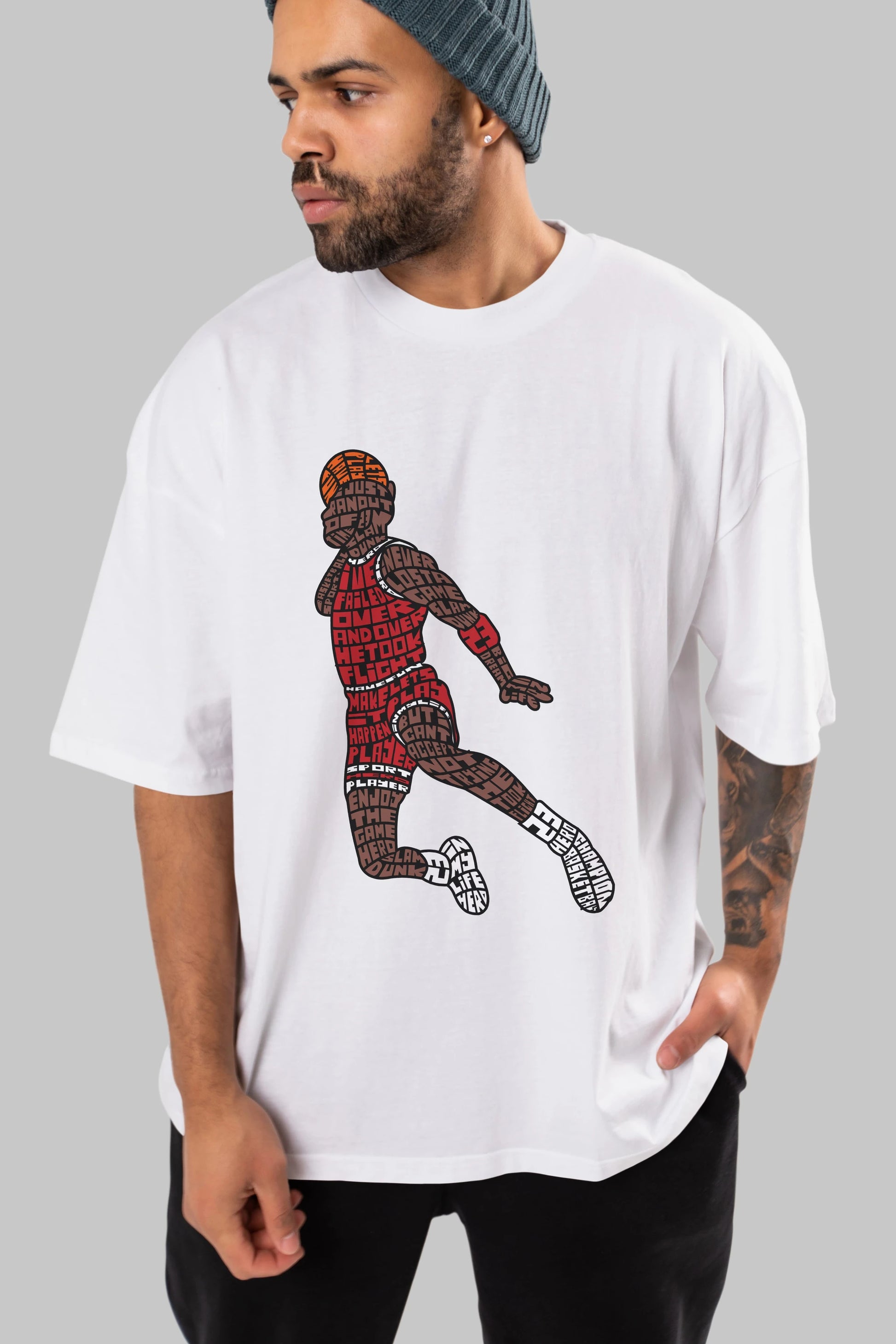 Slamdunk Ön Baskılı Oversize t-shirt %100 pamuk Erkek Kadın Unisex