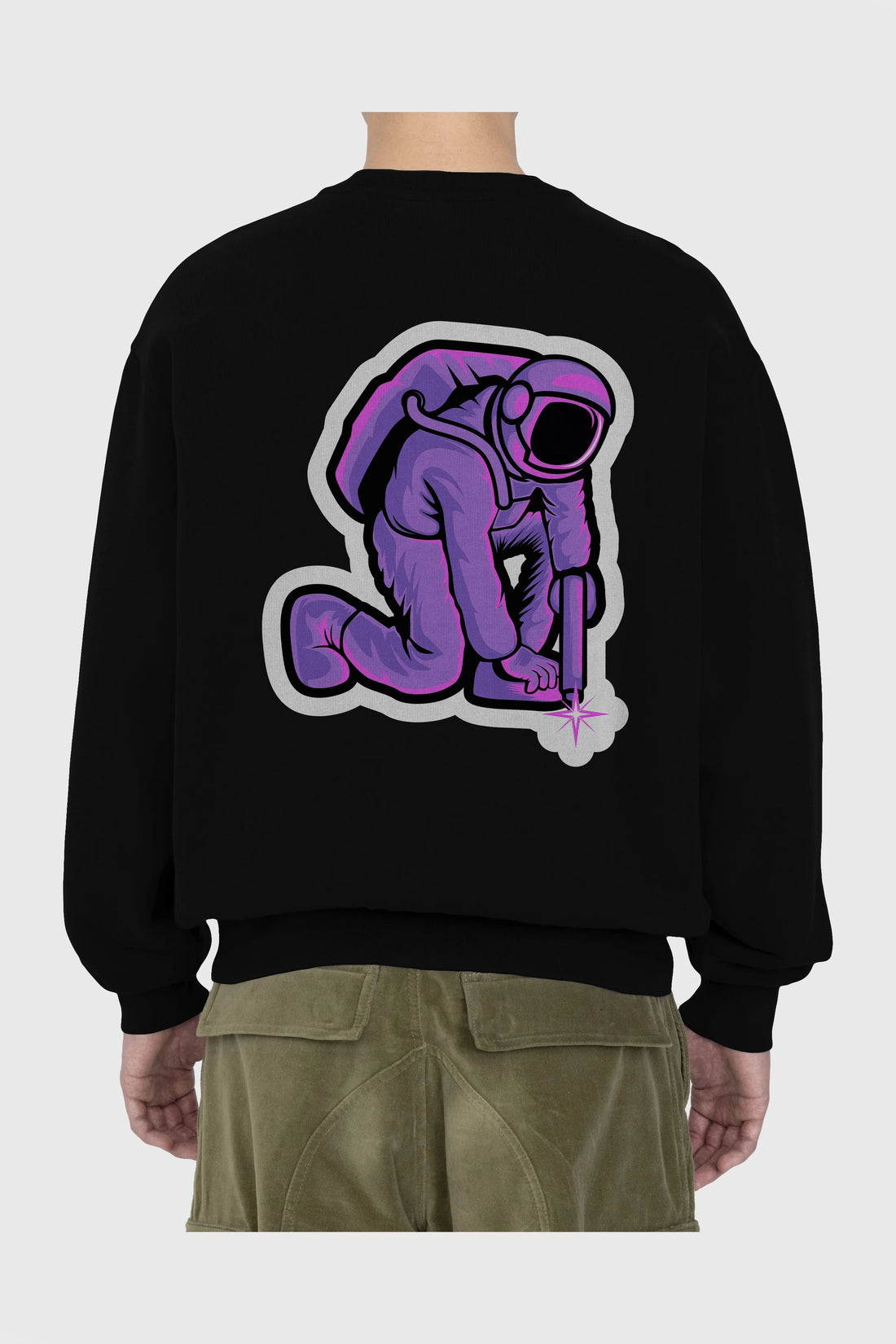 Welding in Space Sticker Arka Baskılı Oversize Sweatshirt Erkek Kadın Unisex
