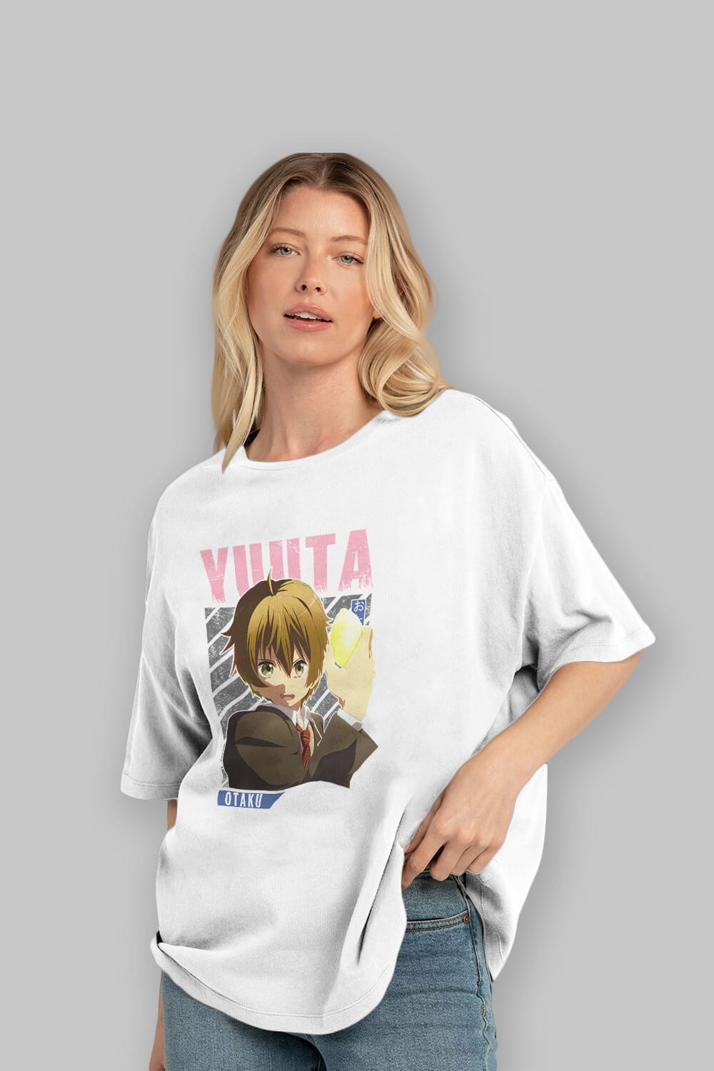 Yuuta Togashi 2 Anime Ön Baskılı Oversize t-shirt %100 pamuk Erkek Kadın Unisex