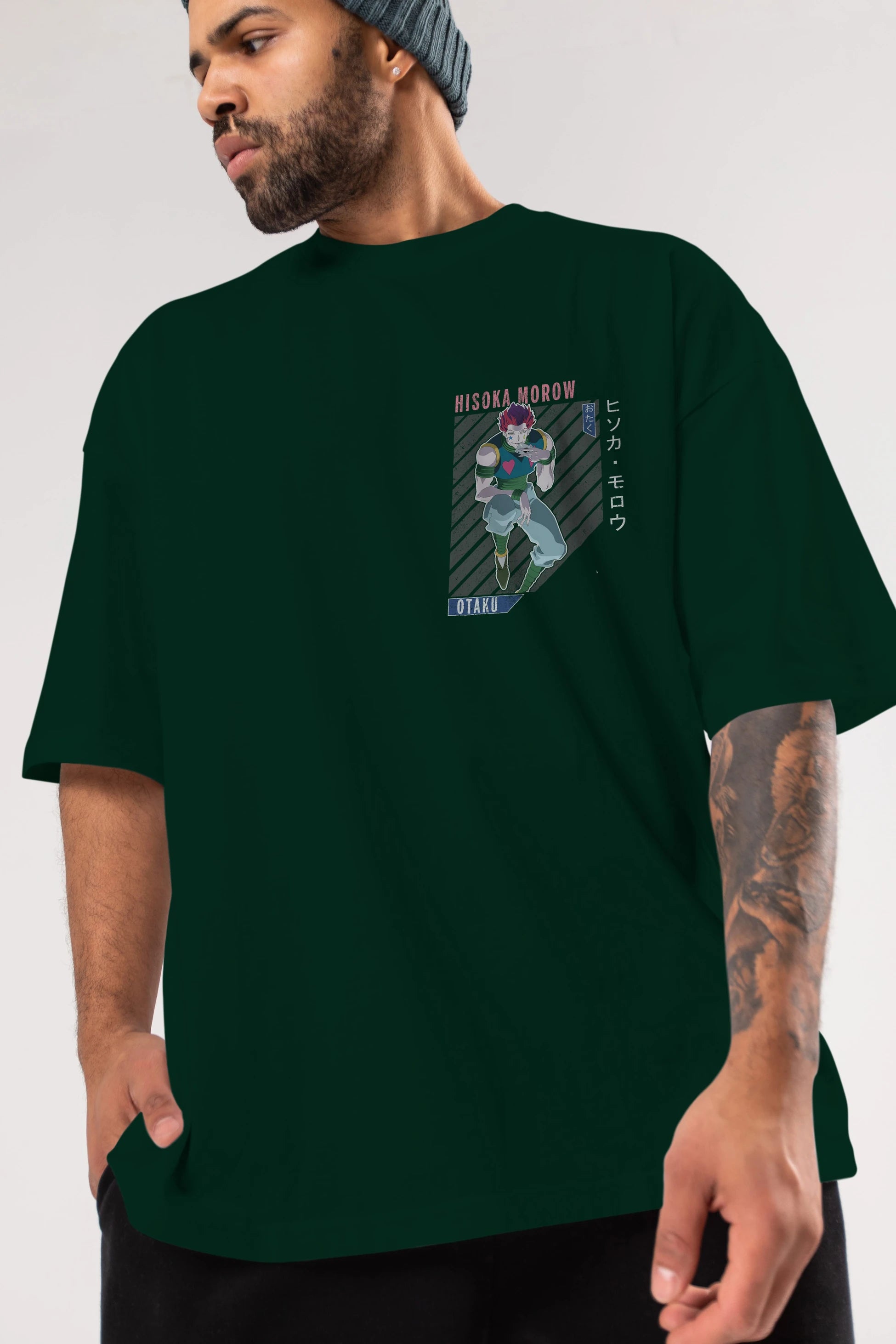Hisoka Morow 2 2 Ön Sol Baskılı Oversize t-shirt Erkek Kadın Unisex %100 Pamuk Bisiklet Yaka tişort