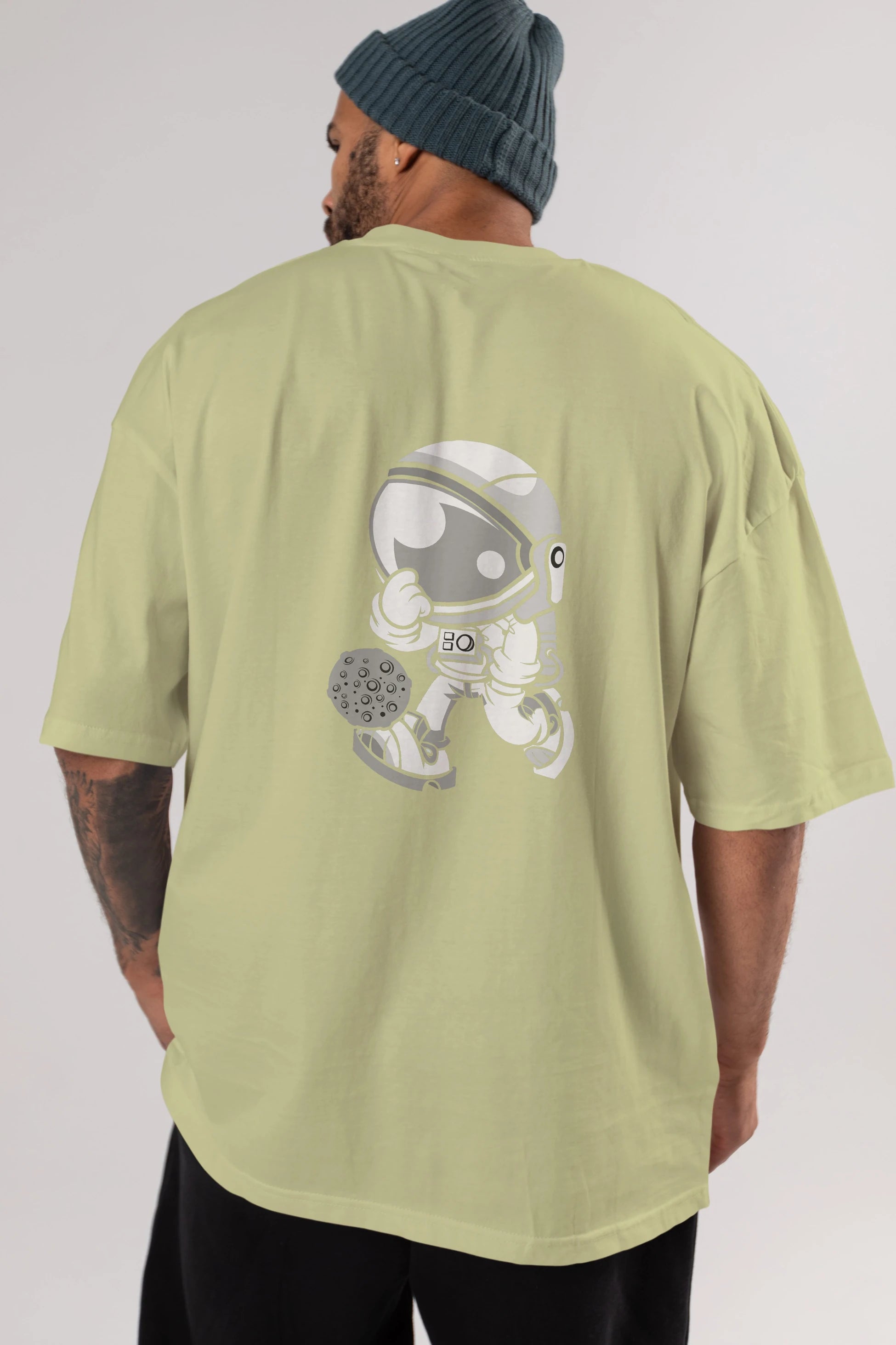 Street Astronaut Arka Baskılı Oversize t-shirt Erkek Kadın Unisex %100 Pamuk tişort