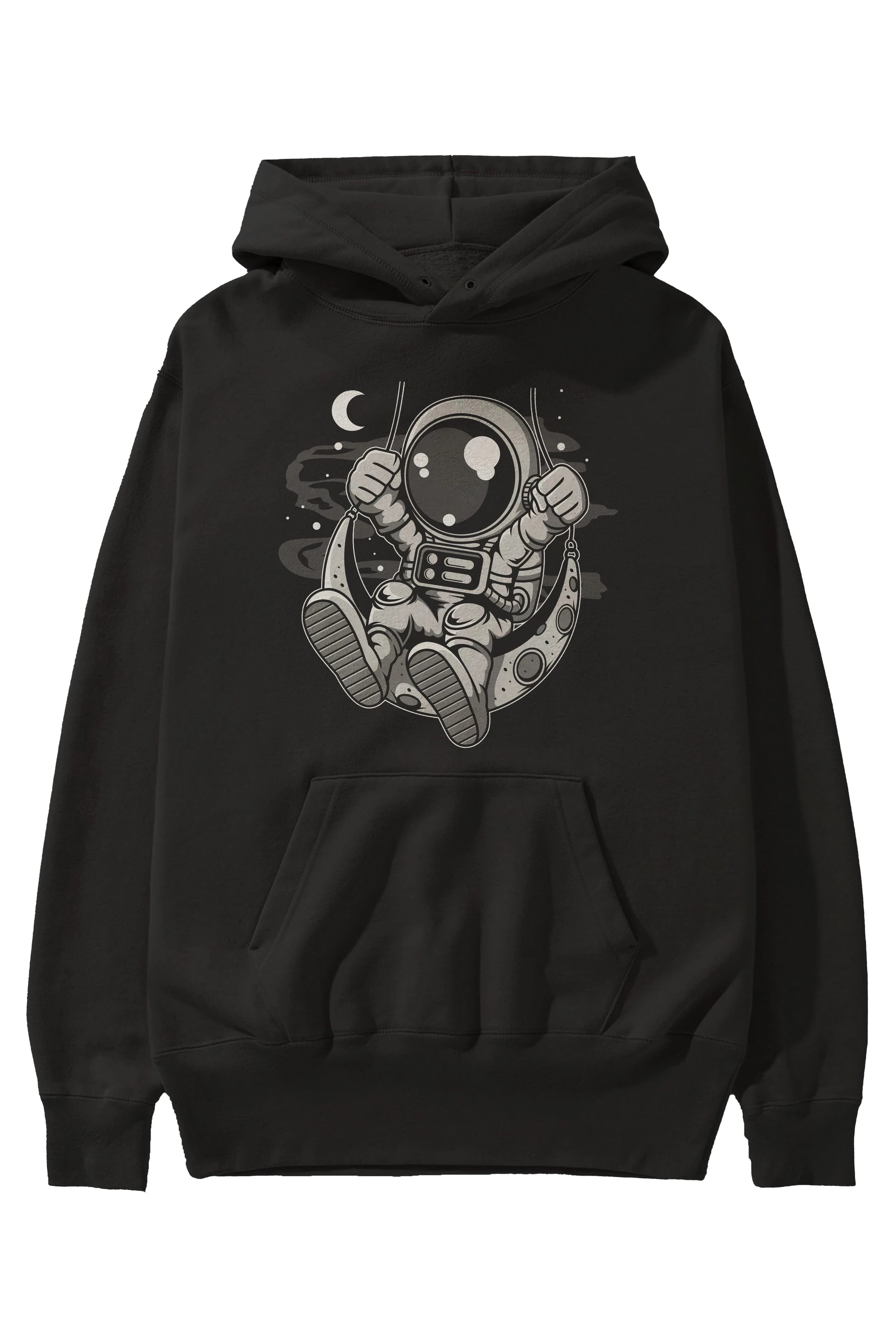 Astronaut Moon Swinger Ön Baskılı Hoodie Oversize Kapüşonlu Sweatshirt Erkek Kadın Unisex