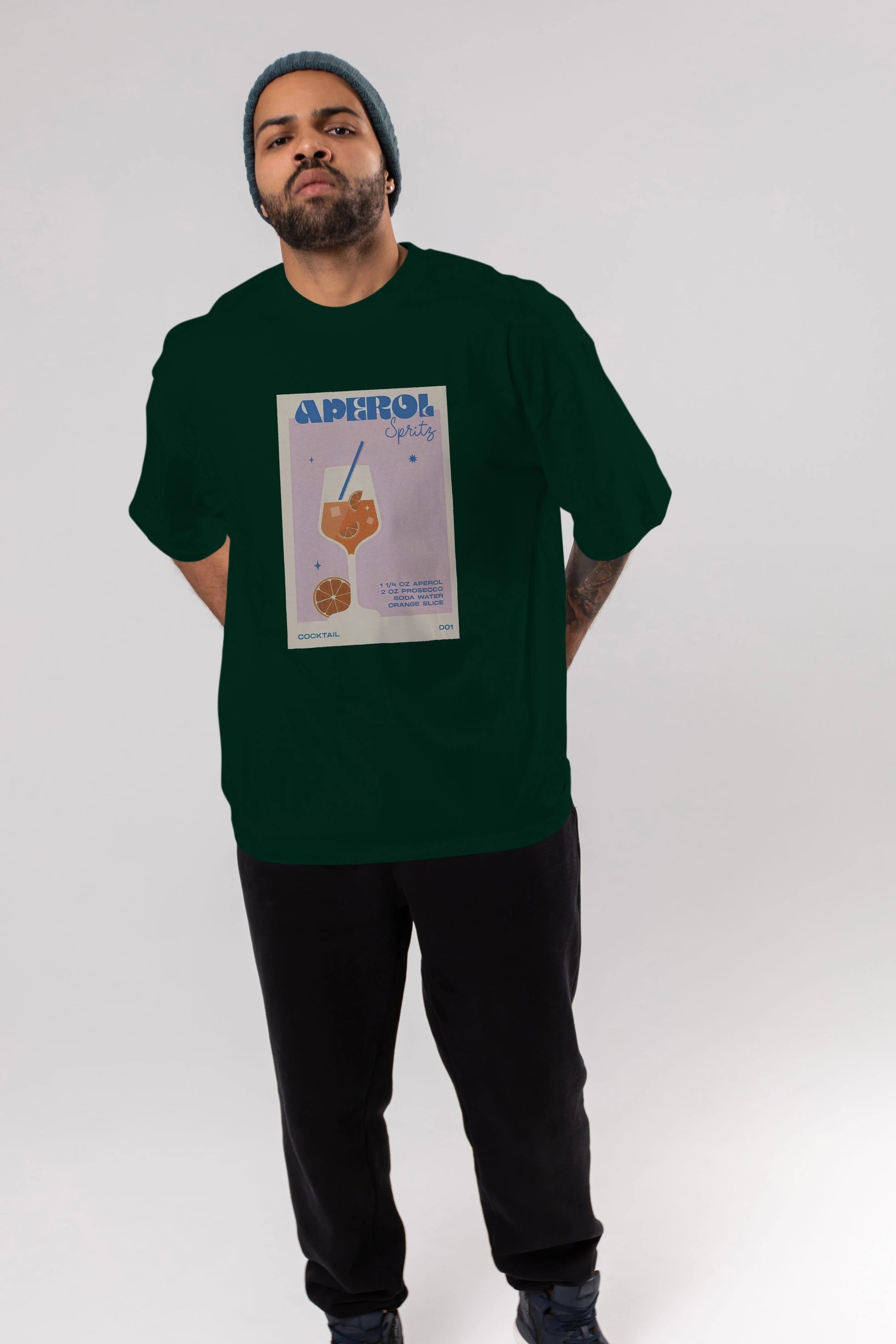 Aperol Spritz Ön Baskılı Oversize t-shirt Erkek Kadın Unisex %100 Pamuk Bisiklet Yaka tişort