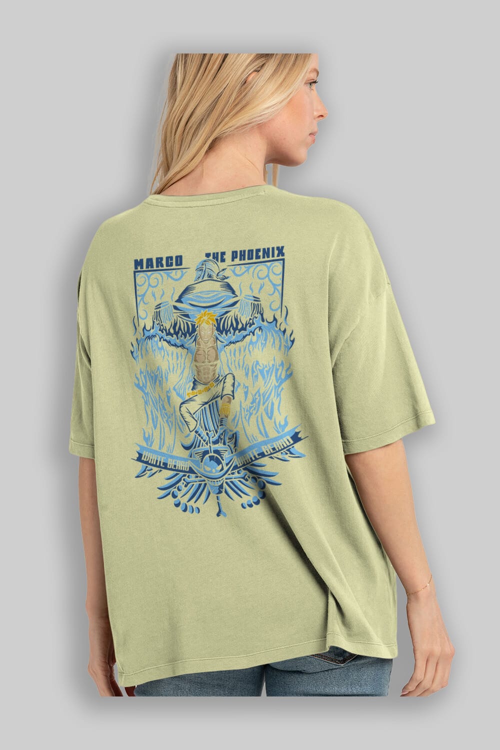 MARCO EL FENIX One Piece Anime Arka Baskılı Oversize t-shirt Erkek Kadın Unisex