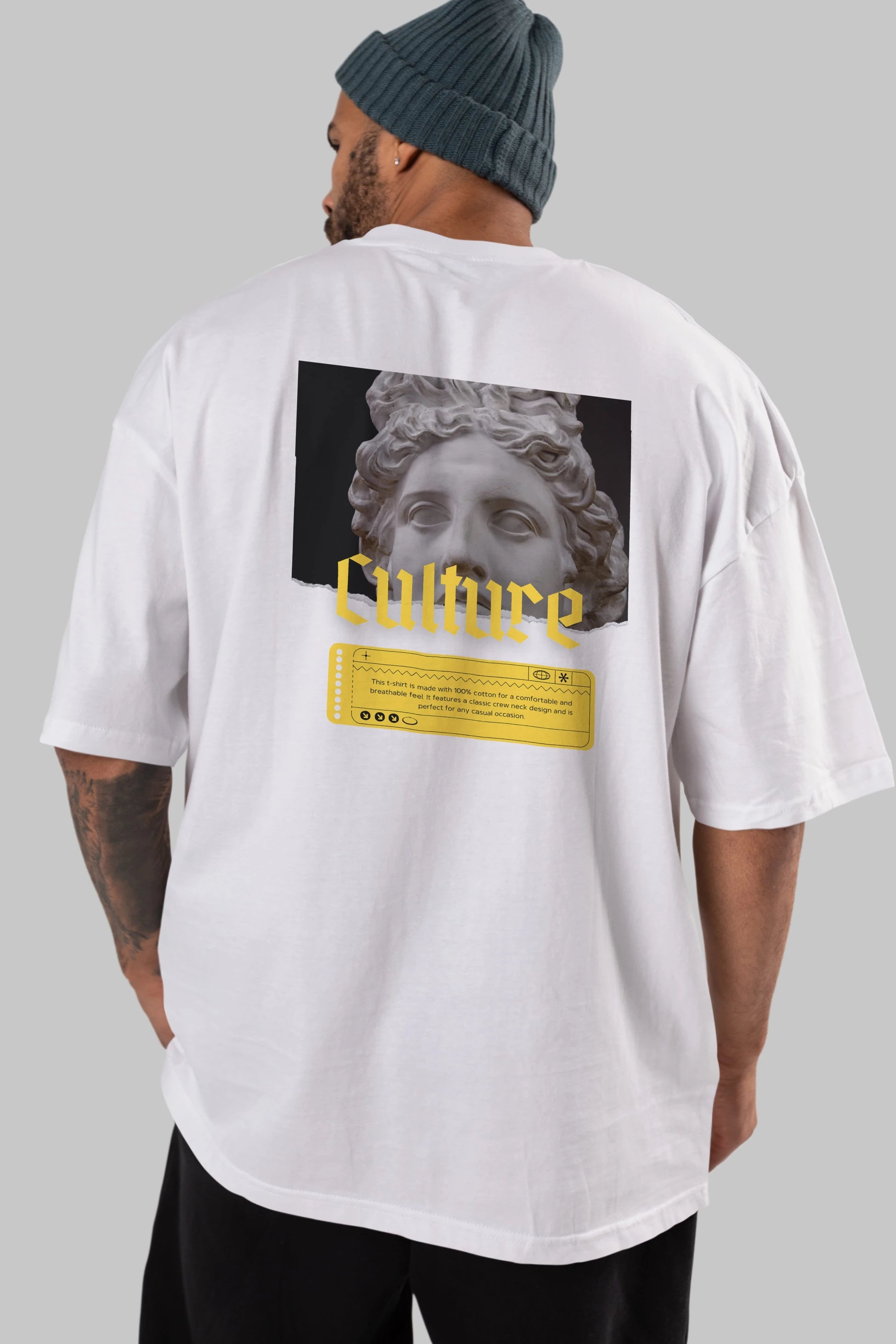 Culture Yazılı Arka Baskılı Oversize t-shirt Erkek Kadın Unisex