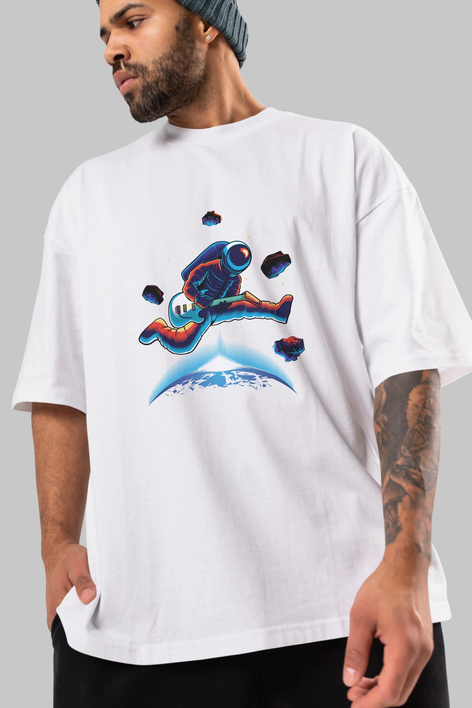 Astroguitar Ön Baskılı Oversize t-shirt Erkek Kadın Unisex