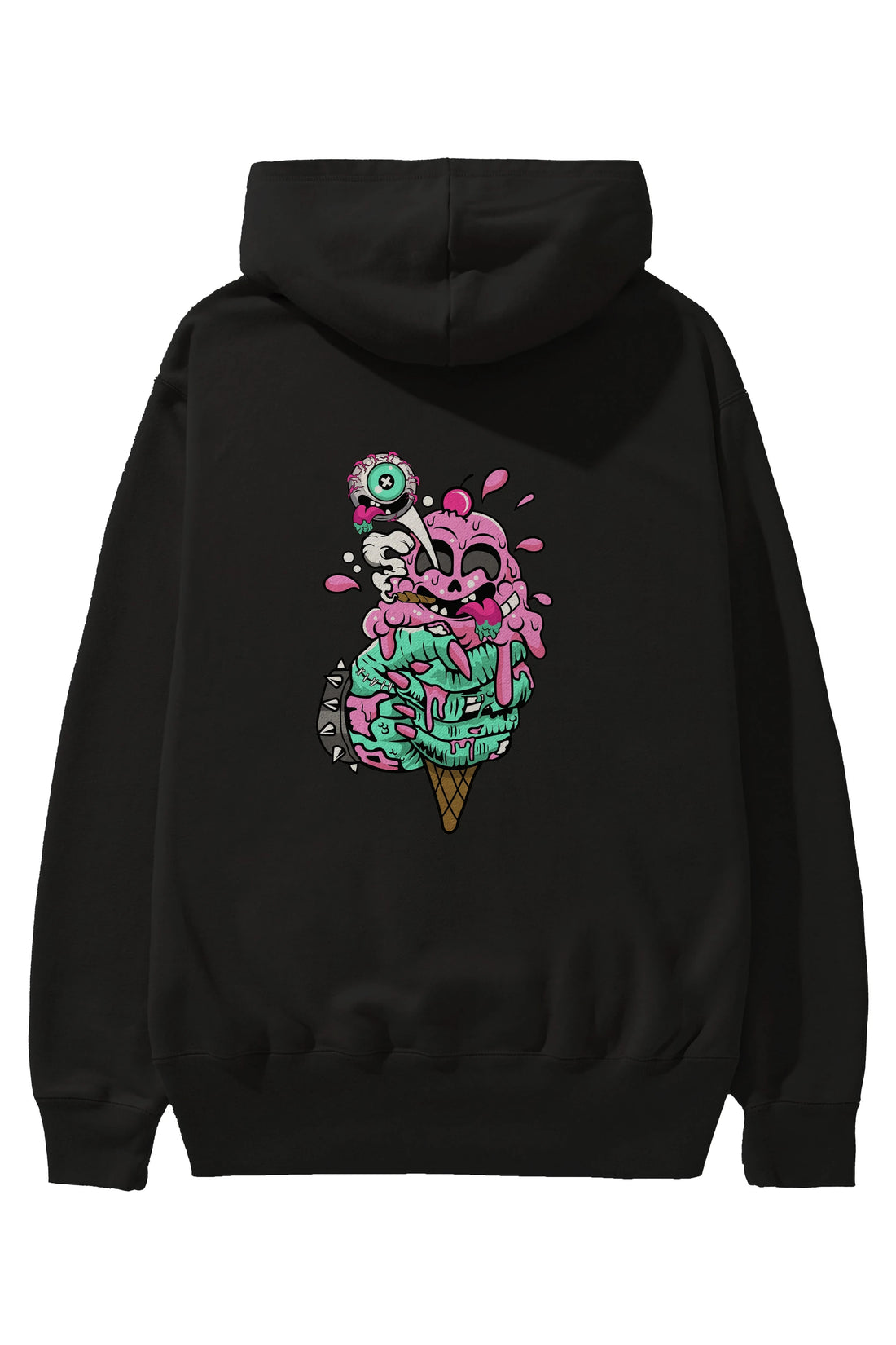 Ice Cream Zombie Arka Baskılı Hoodie Oversize Kapüşonlu Sweatshirt Erkek Kadın Unisex