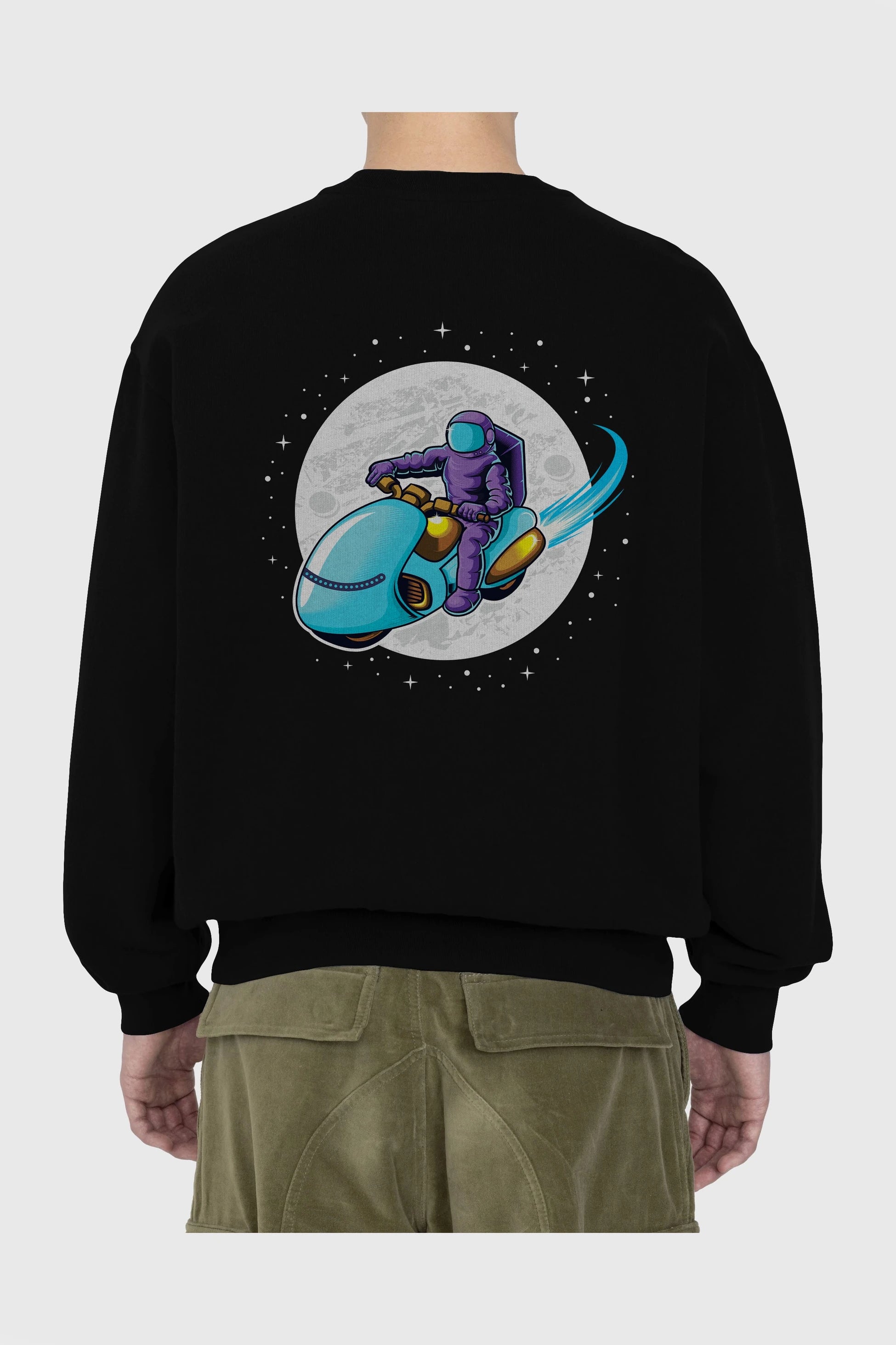 Astrorider in Space Arka Baskılı Oversize Sweatshirt Erkek Kadın Unisex