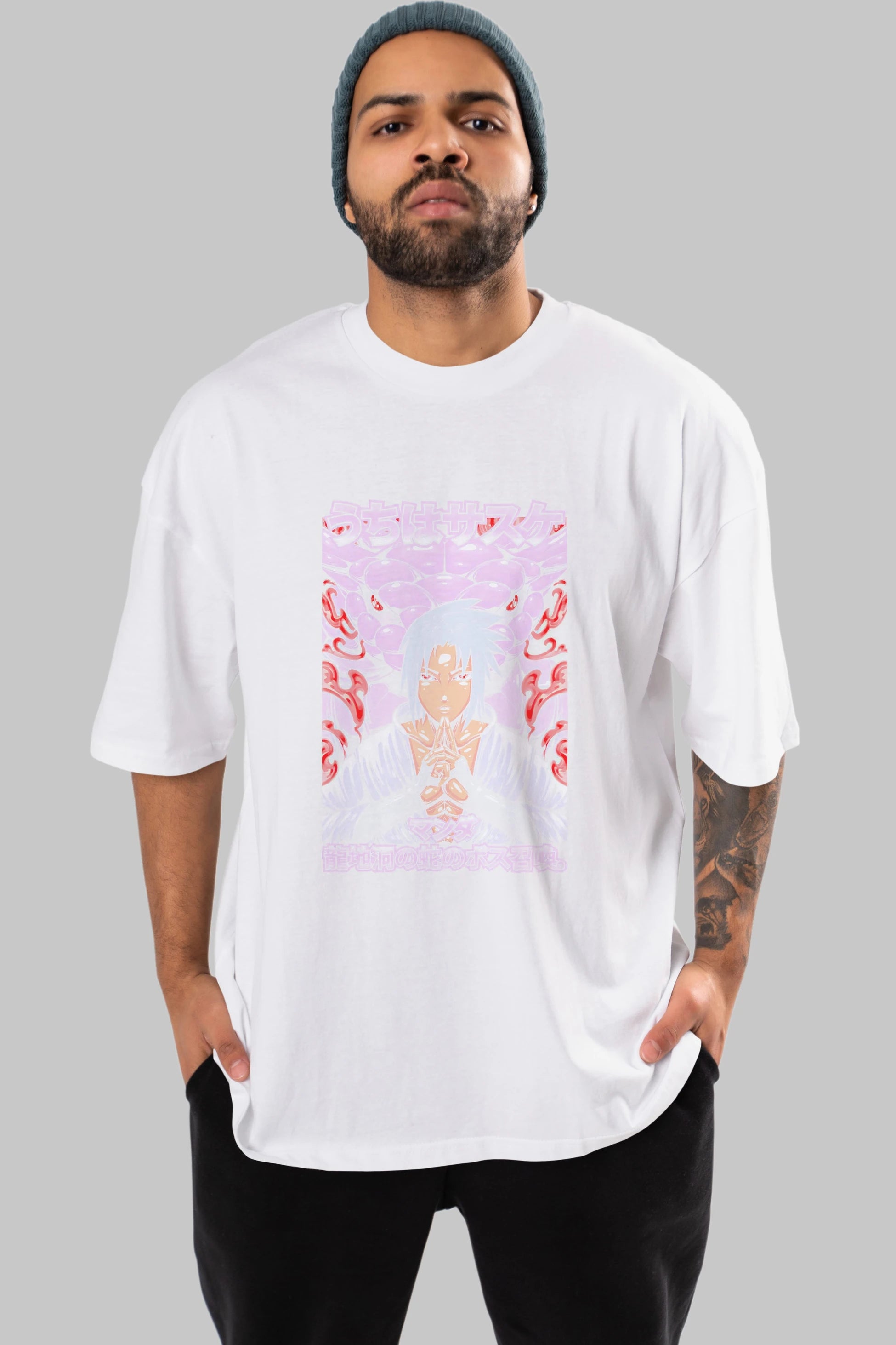 NARUTO SASUKE UCHIHA Anime Ön Baskılı Oversize t-shirt %100 pamuk Erkek Kadın Unisex