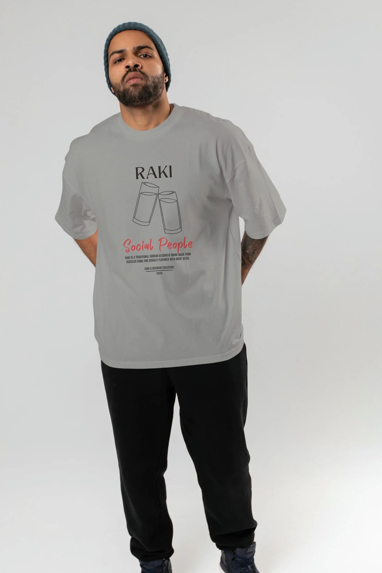 Rakı Kokteyl Serisi ön Baskılı Oversize t-shirt Erkek Kadın %100 Pamuk Bisiklet Yaka tişort
