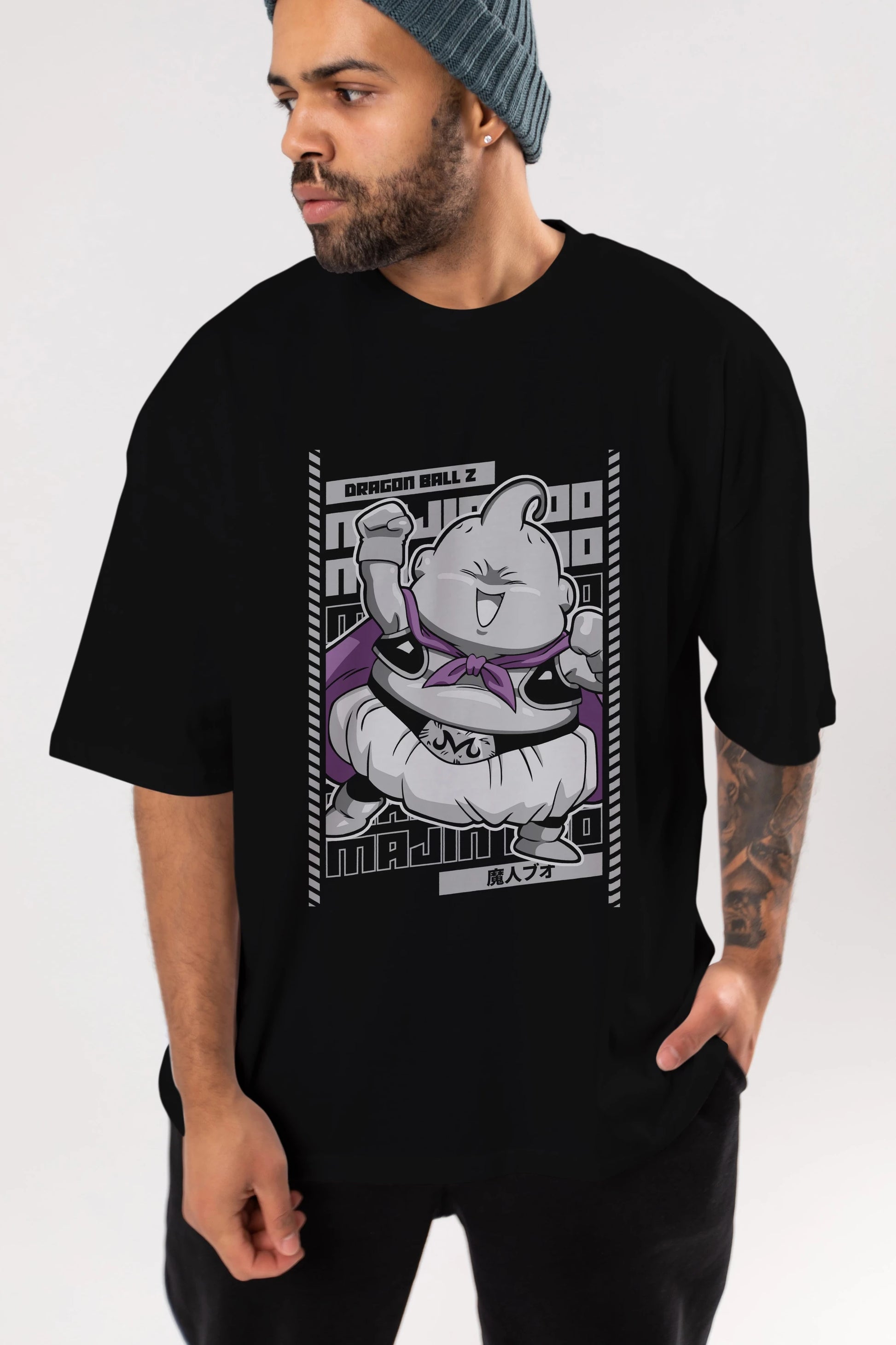 MAJIN BOO2 Anime Ön Baskılı Oversize t-shirt %100 pamuk Erkek Kadın Unisex