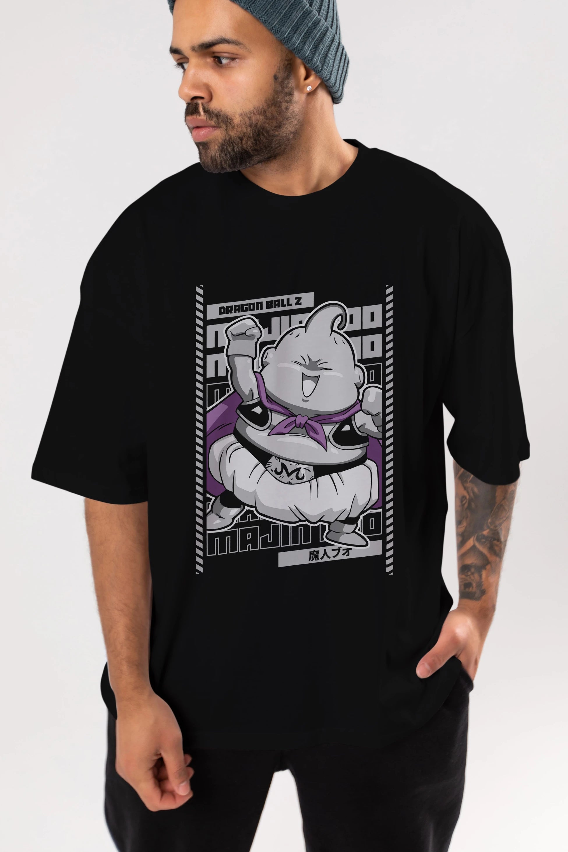 MAJIN BOO2 Anime Ön Baskılı Oversize t-shirt %100 pamuk Erkek Kadın Unisex