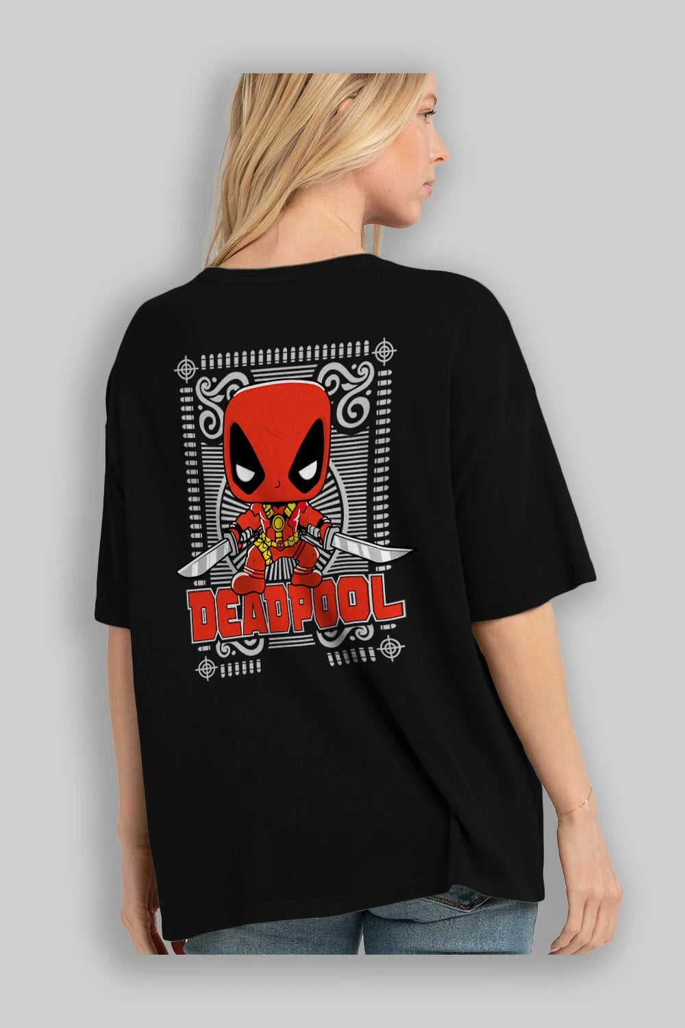 Deadpool (17) Arka Baskılı Oversize t-shirt Erkek Kadın Unisex %100 Pamuk Bisiklet Yaka tişort