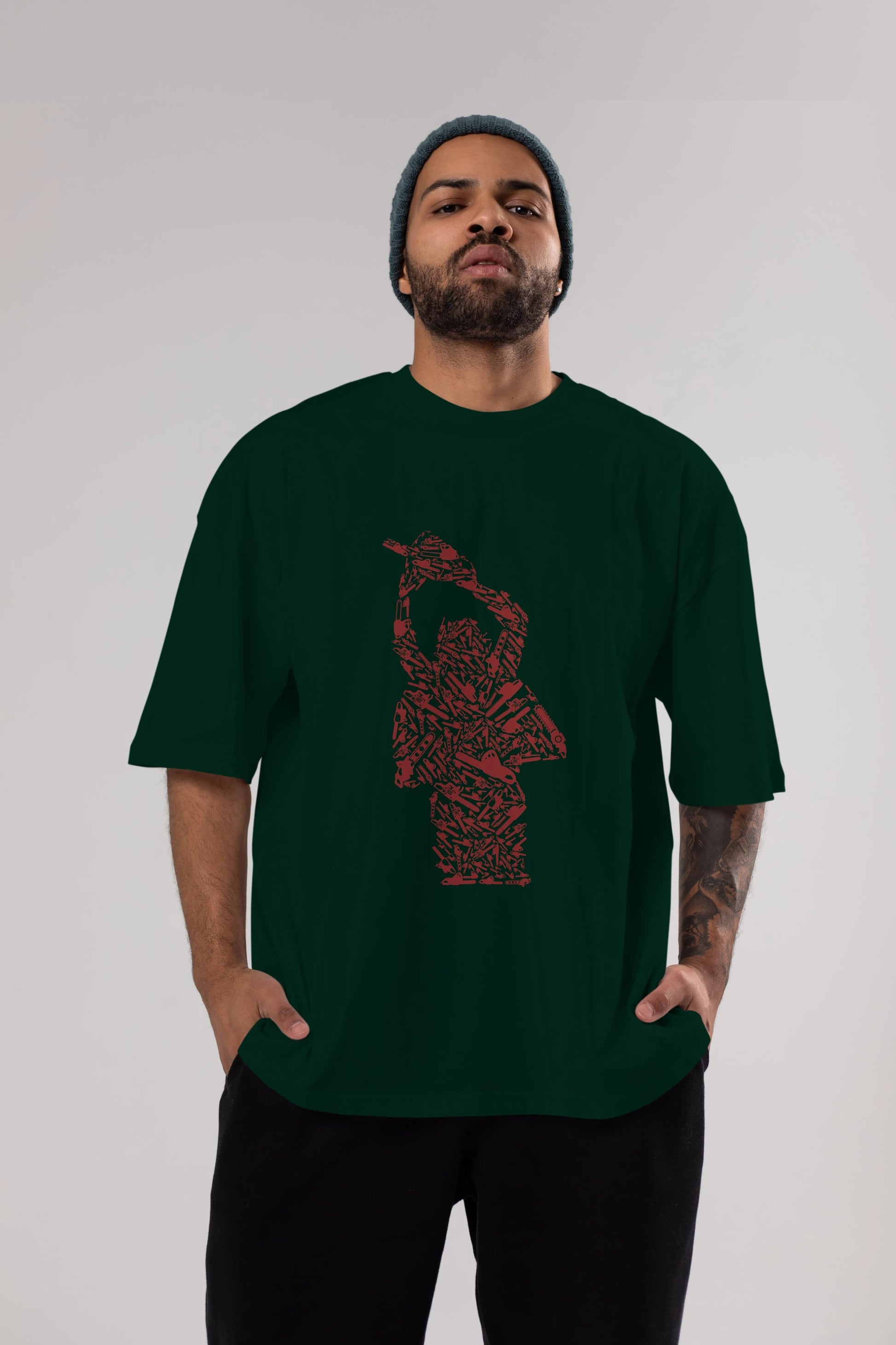 Chainsaw Ön Baskılı Oversize t-shirt %100 pamuk Erkek Kadın Unisex