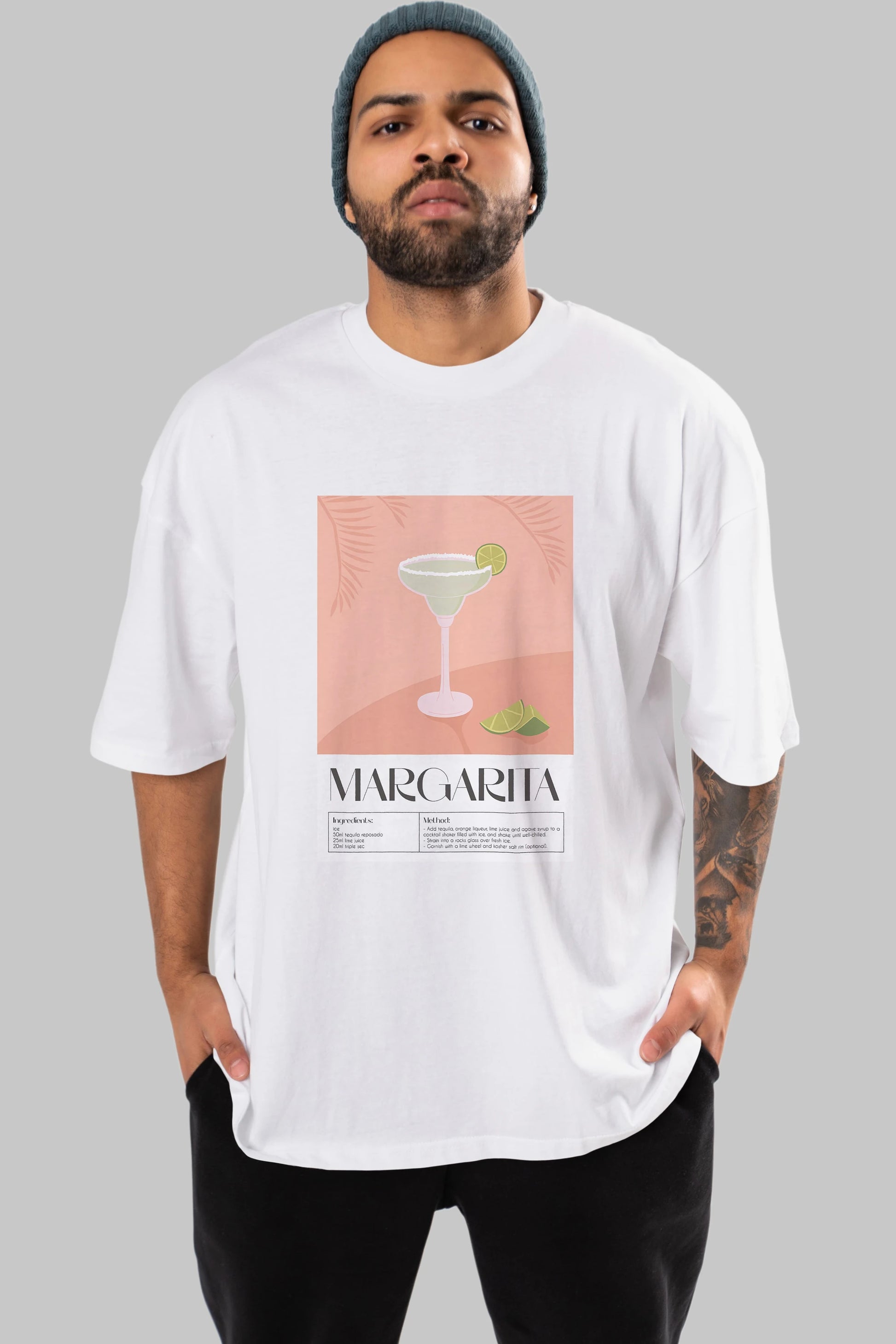 Margarita 5 Ön Baskılı Oversize t-shirt Erkek Kadın Unisex %100 Pamuk Bisiklet Yaka tişort