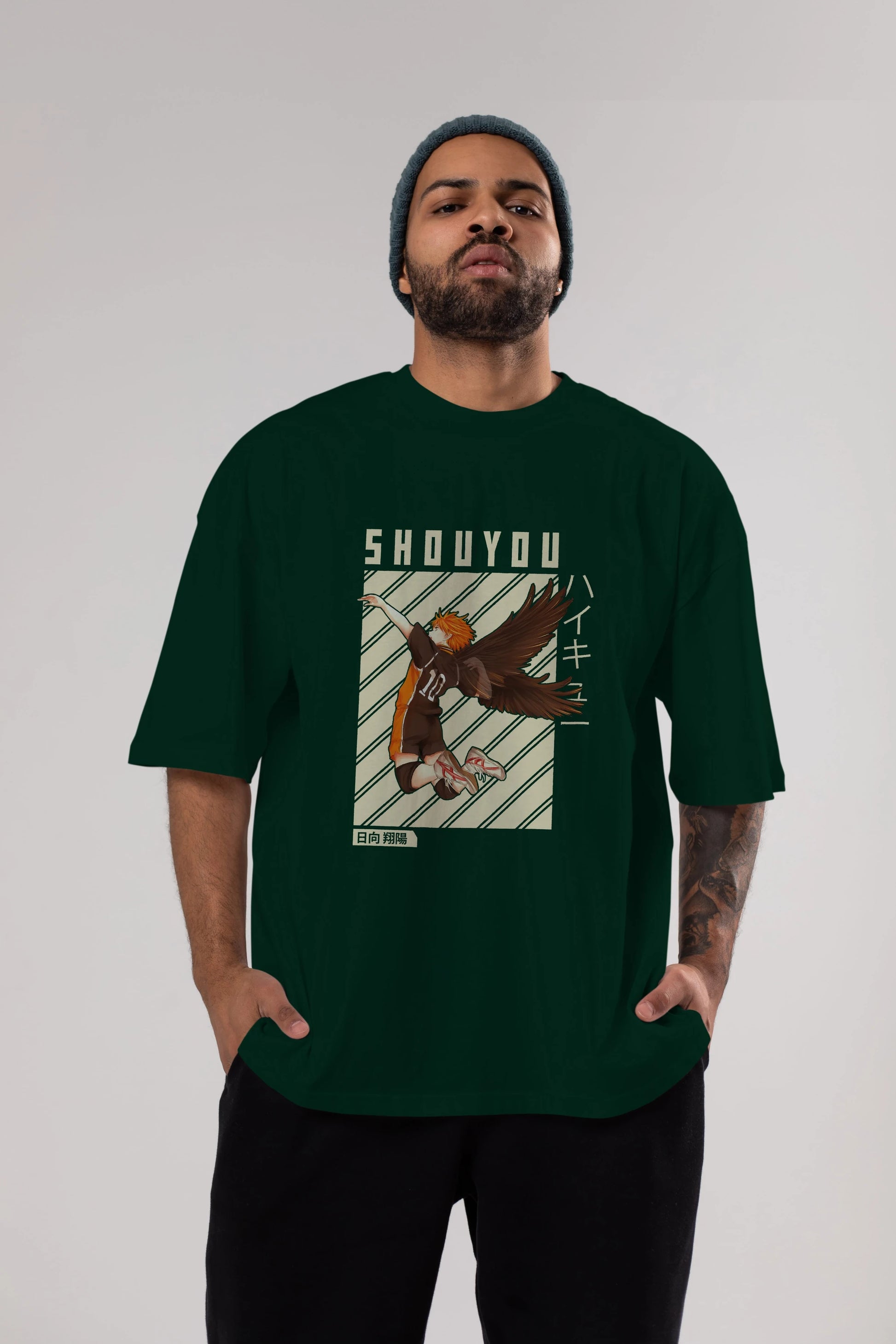 Shouyou Hinata 3 Anime Ön Baskılı Oversize t-shirt %100 pamuk Erkek Kadın Unisex