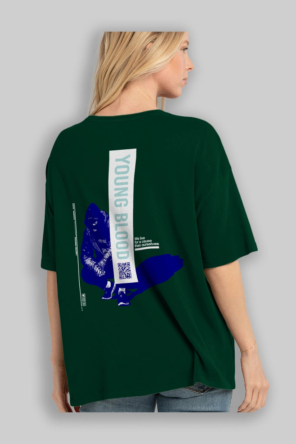 Young Blood Arka Baskılı Oversize t-shirt Erkek Kadın Unisex