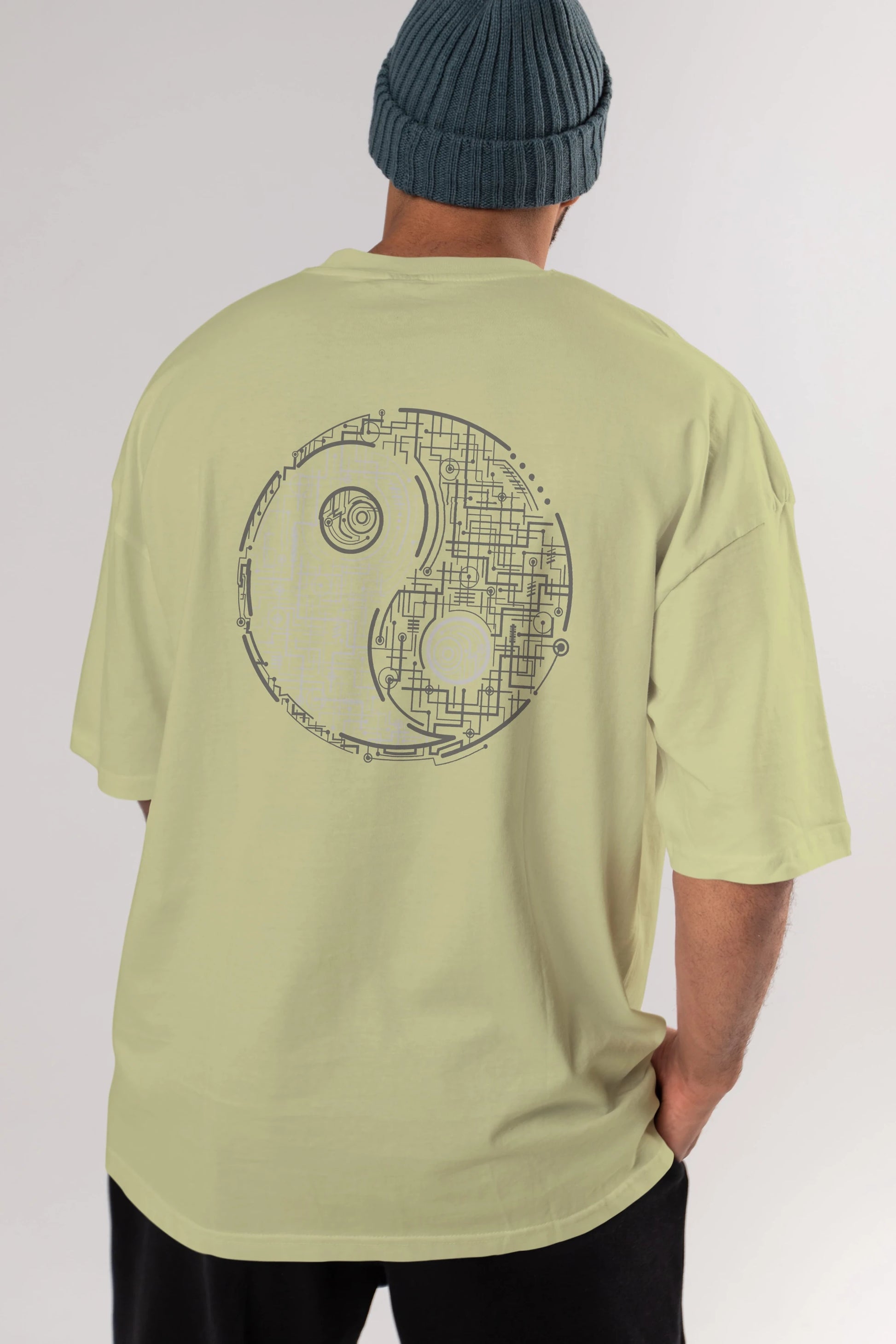 Electric Balance Arka Baskılı Oversize t-shirt %100 pamuk Erkek Kadın Unisex