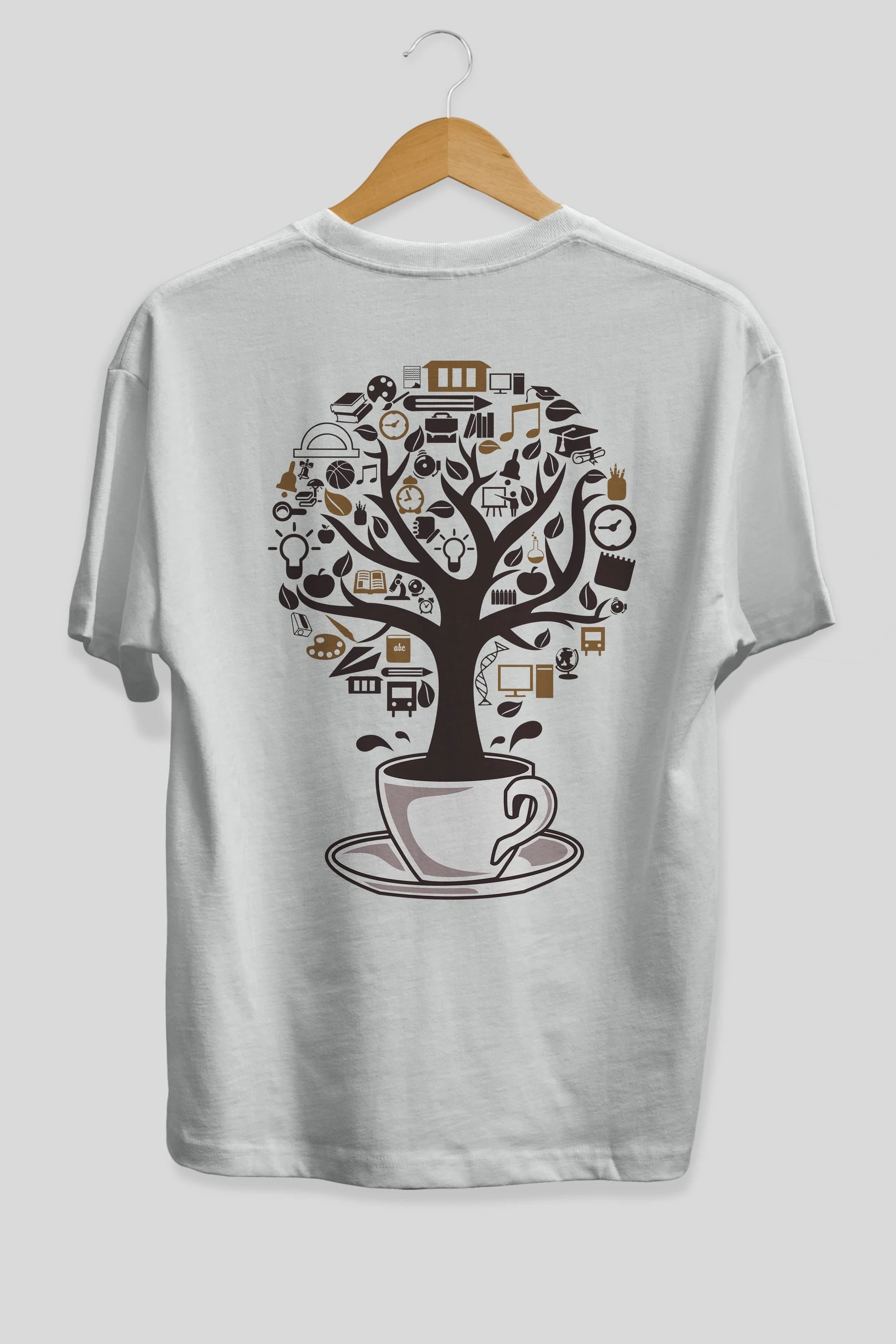 Coffee Tree Arka Baskılı Oversize t-shirt %100 pamuk Erkek Kadın Unisex