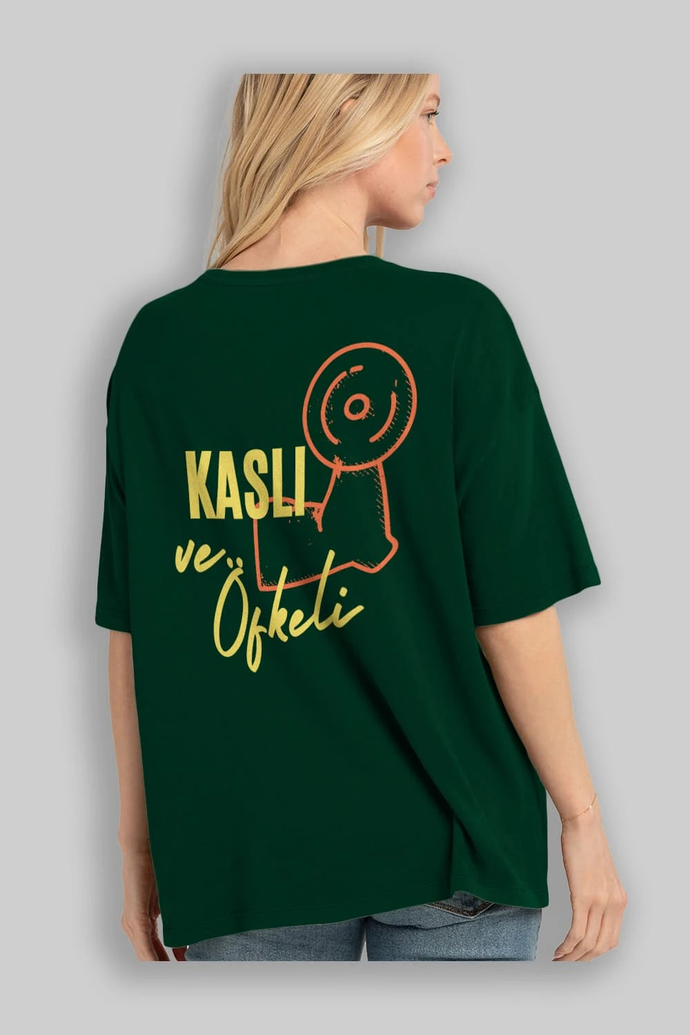 Kaslı ve Öfkeli Yazılı Arka Baskılı Oversize t-shirt Erkek Kadın Unisex