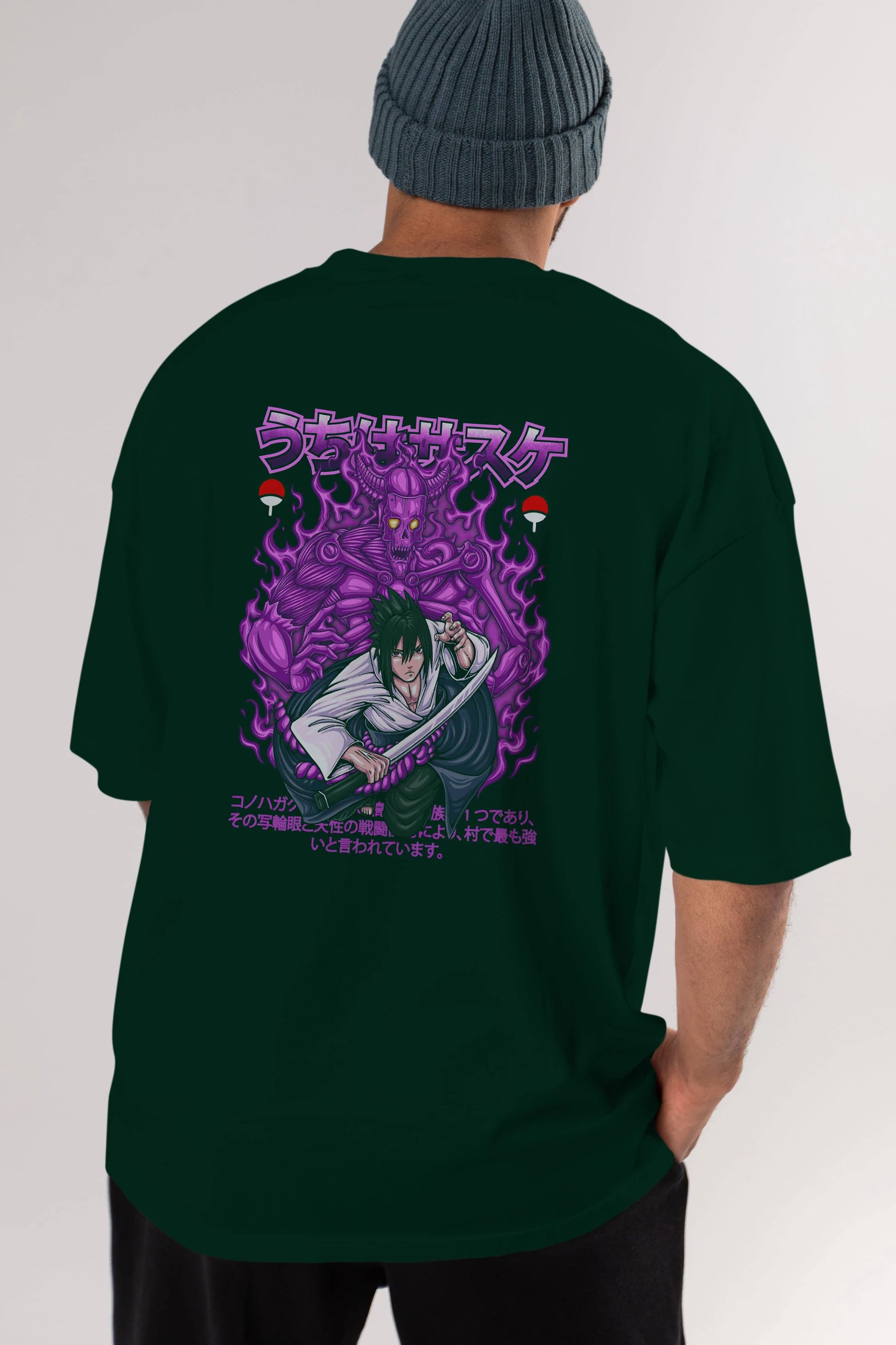 SASUKE UCHIHA NARUTO Anime Arka Baskılı Oversize t-shirt Erkek Kadın Unisex