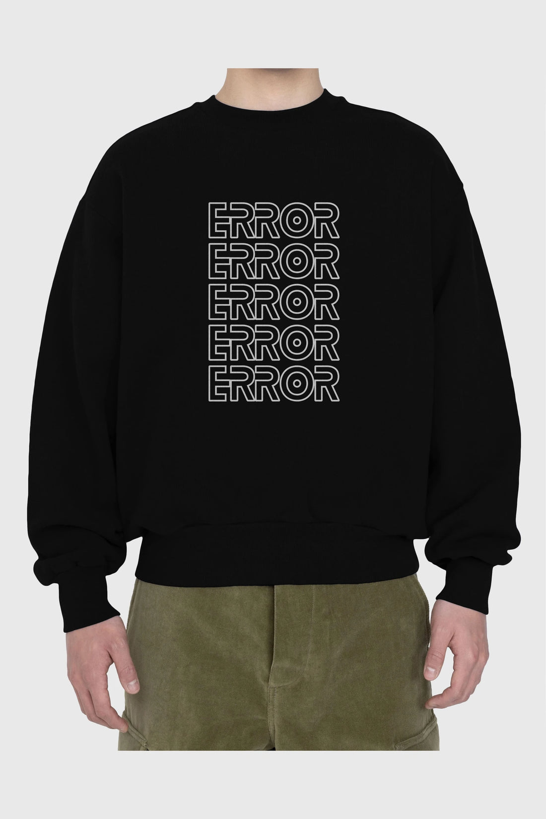 Error Yazılı Ön Baskılı Oversize Sweatshirt Erkek Kadın Unisex