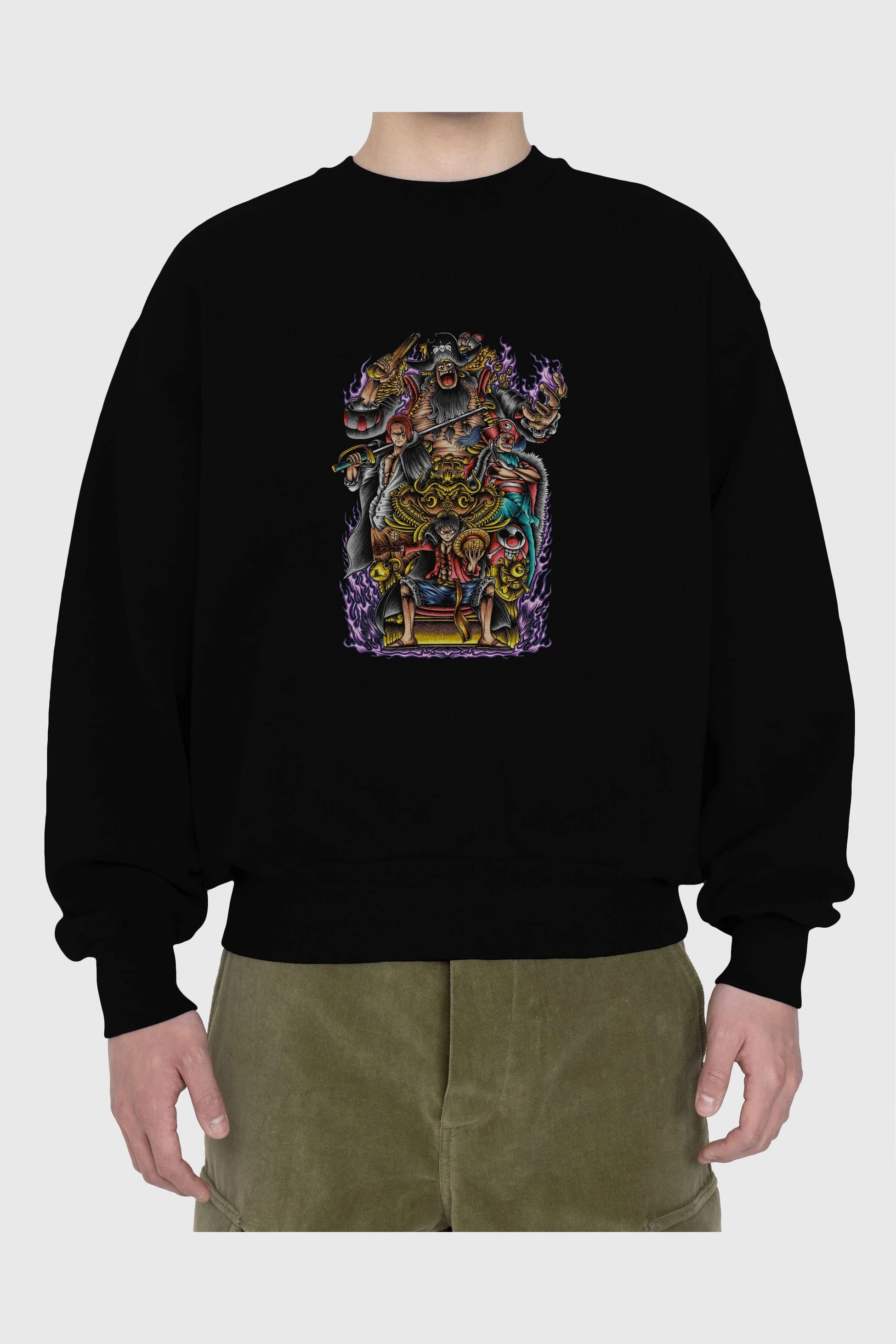 ONE PIECE (8) Anime Ön Baskılı Oversize Sweatshirt Erkek Kadın Unisex