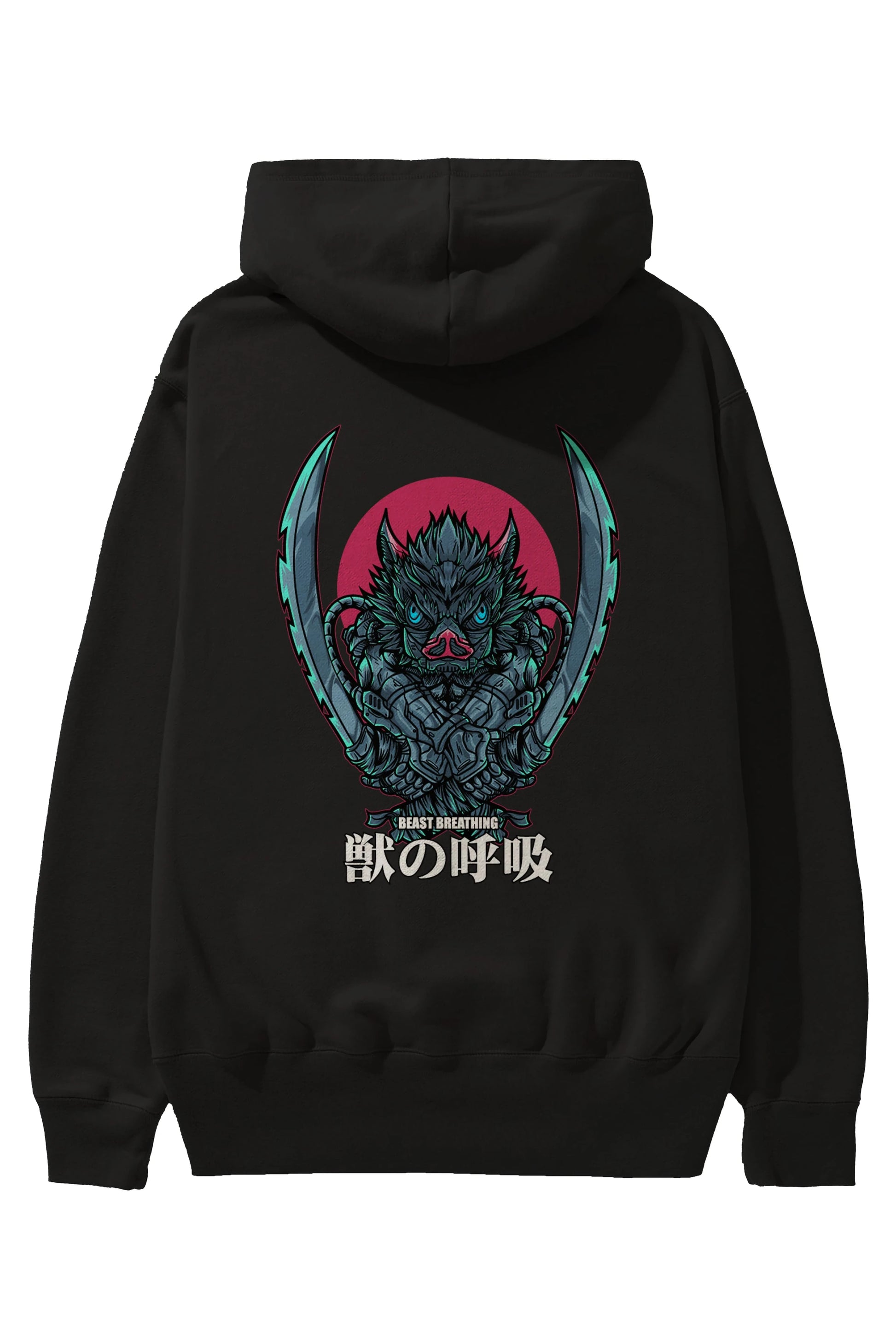 Inosuke DEMON SLAYER Anime Arka Baskılı Hoodie Oversize Kapüşonlu Sweatshirt Erkek Kadın Unisex