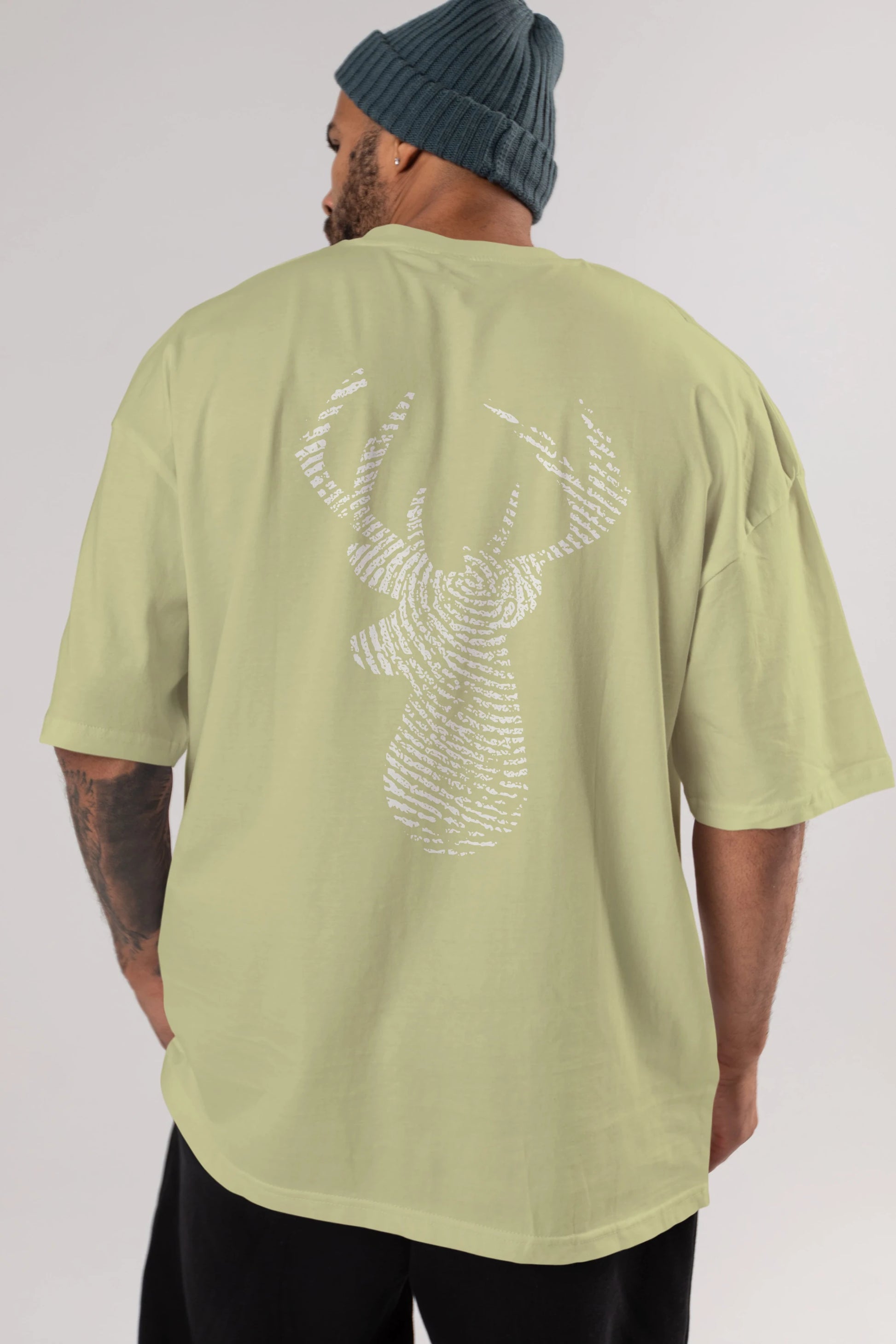 Deer 3 Arka Baskılı Oversize t-shirt %100 pamuk Erkek Kadın Unisex