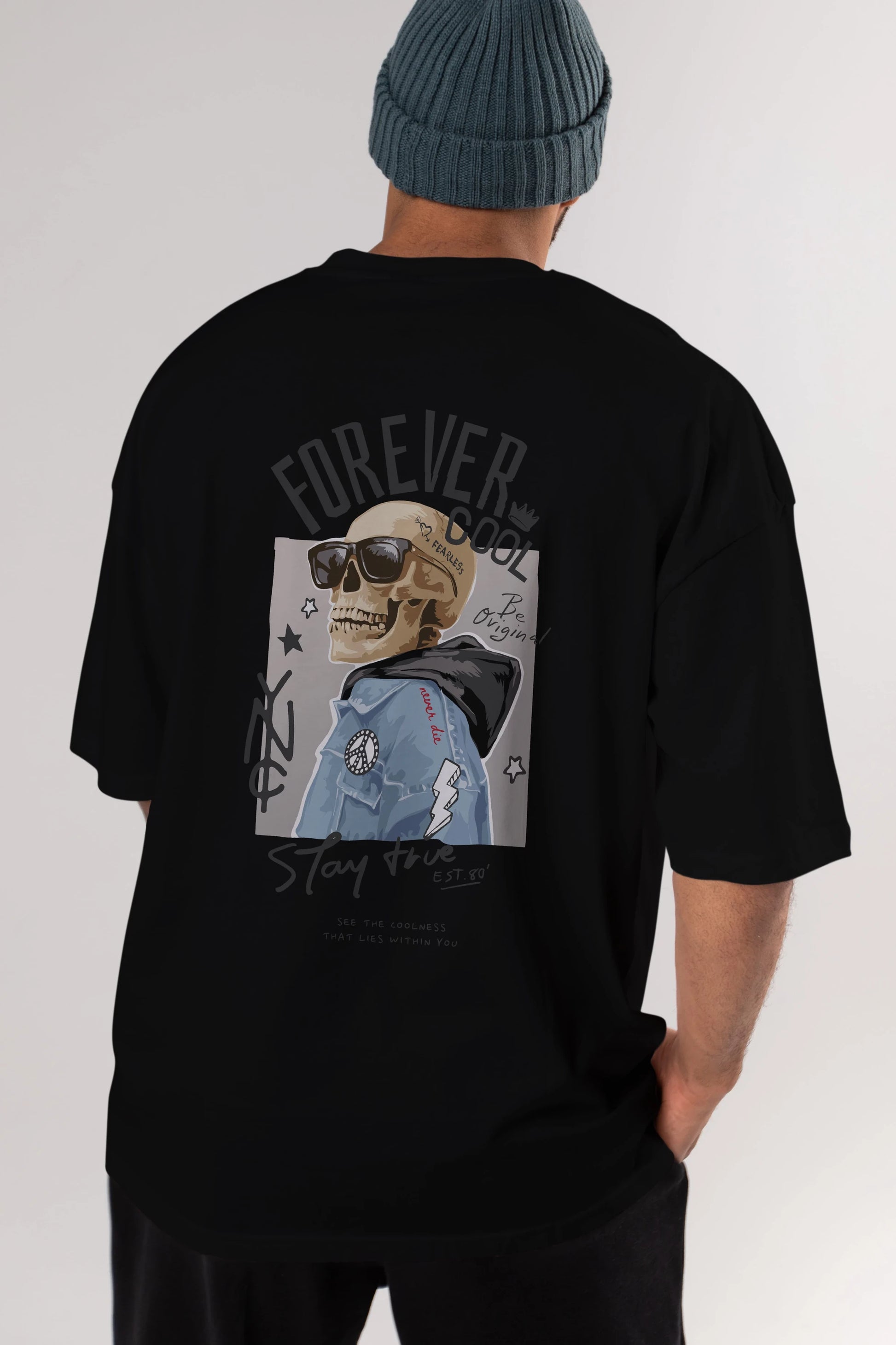Teddy Bear Forever Cool Arka Baskılı Oversize t-shirt Erkek Kadın Unisex %100 Pamuk
