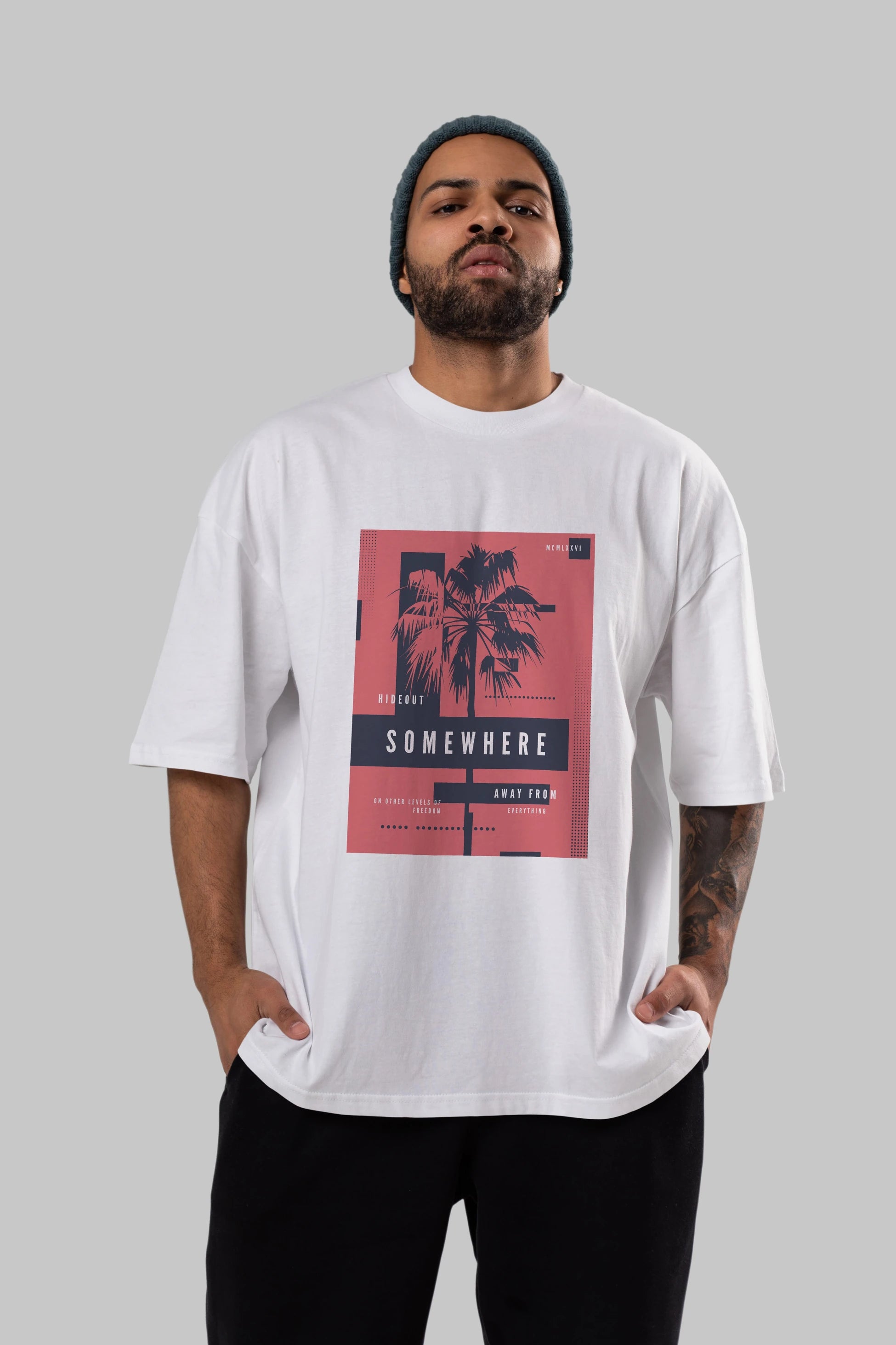 Hideout Somewhere Ön Baskılı Oversize t-shirt Erkek Kadın Unisex