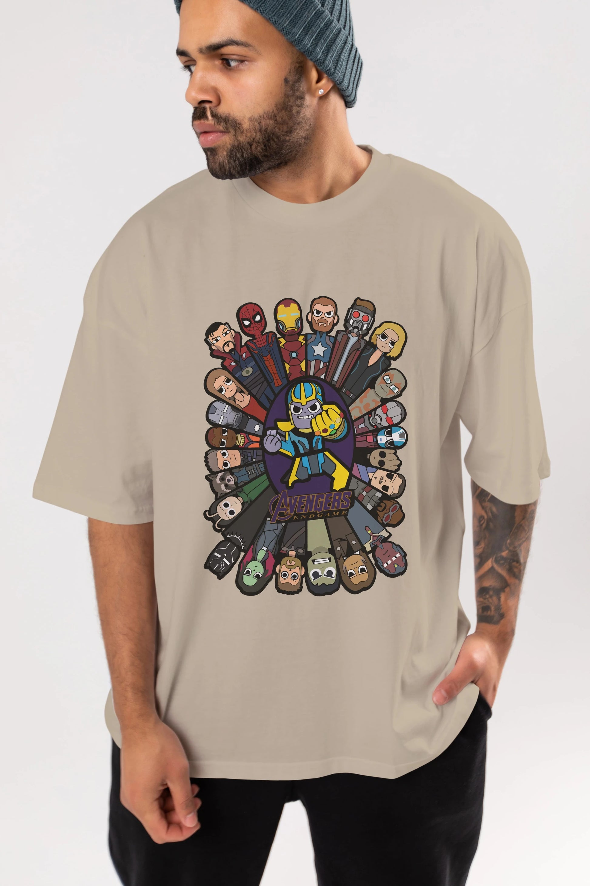 The Avengers (2) Ön Baskılı Oversize t-shirt Erkek Kadın Unisex %100 Pamuk Bisiklet Yaka tişort