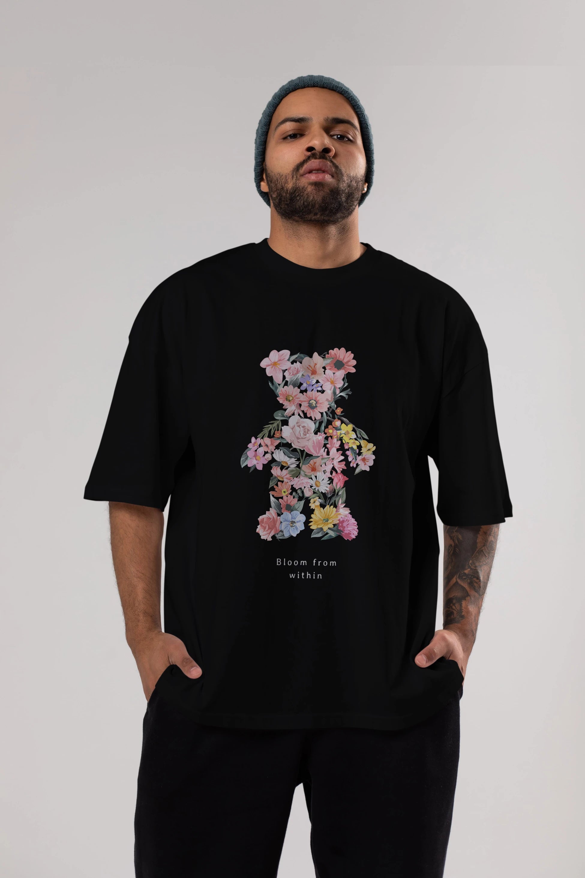 Bloom from Bear Ön Baskılı Oversize t-shirt Erkek Kadın Unisex