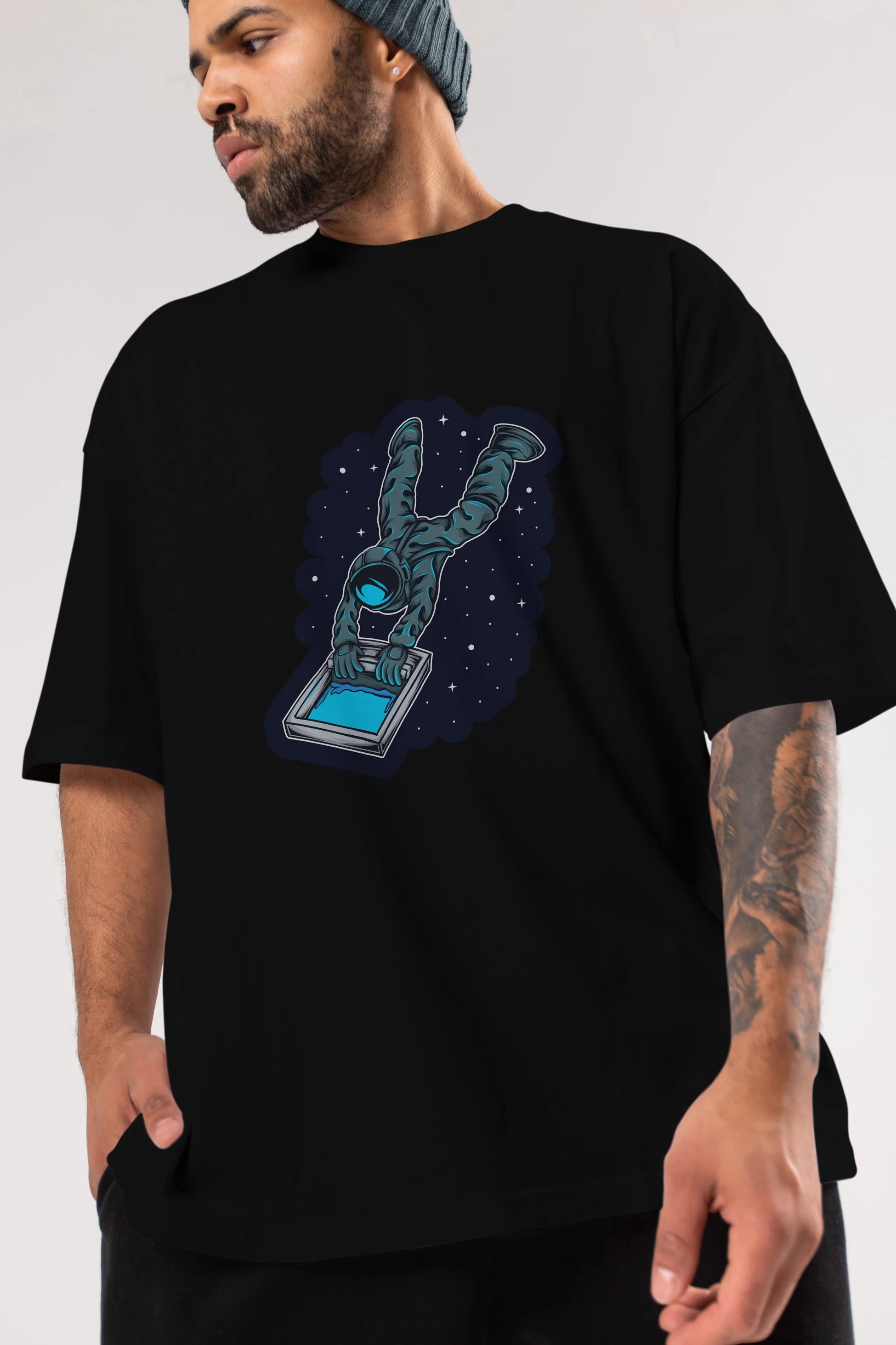 Astroscreen Sticker Ön Baskılı Oversize t-shirt Erkek Kadın Unisex
