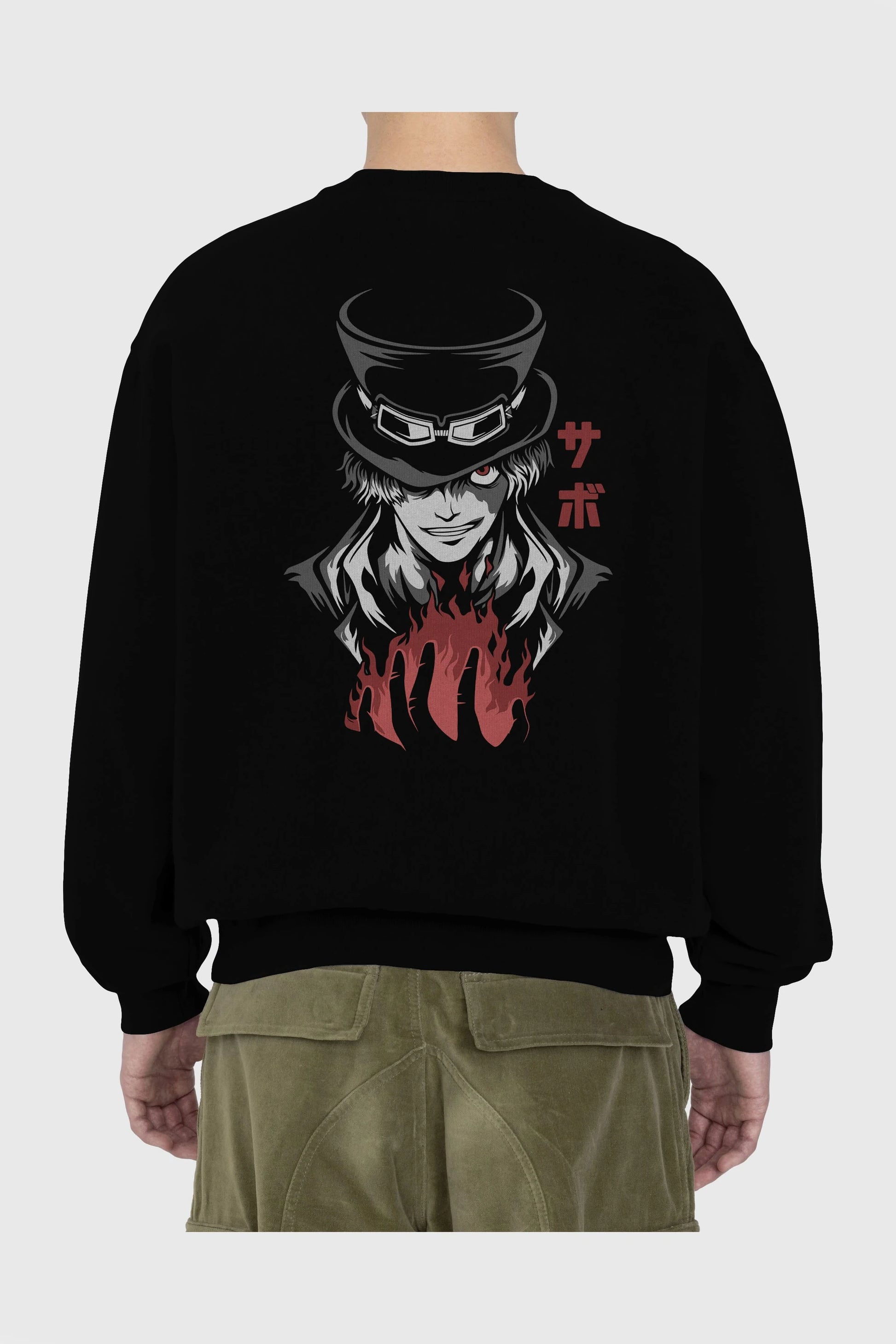 SaboOnePiece Anime Arka Baskılı Oversize Sweatshirt Erkek Kadın Unisex