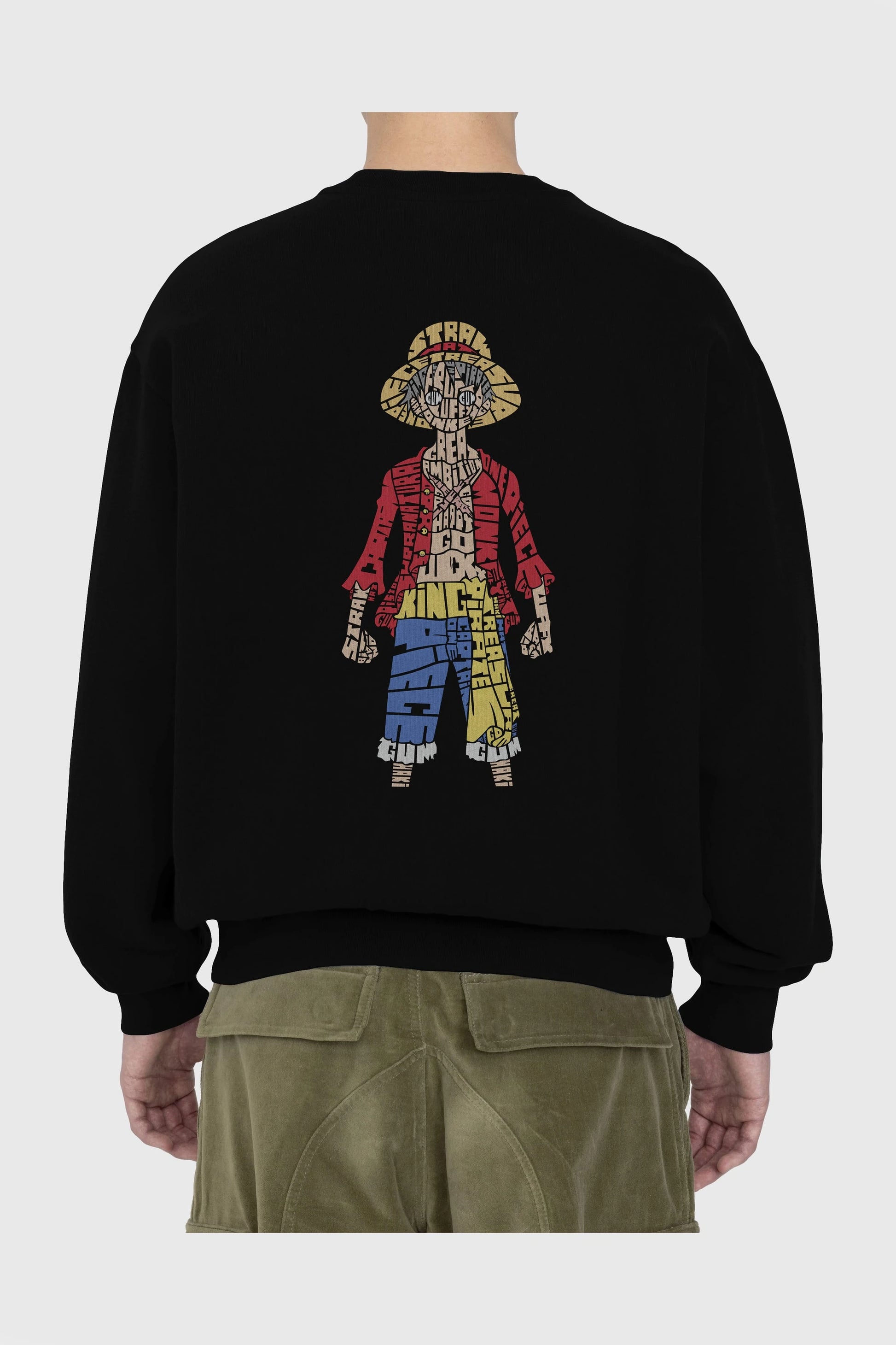 One Piece Arka Baskılı Oversize Sweatshirt Erkek Kadın Unisex