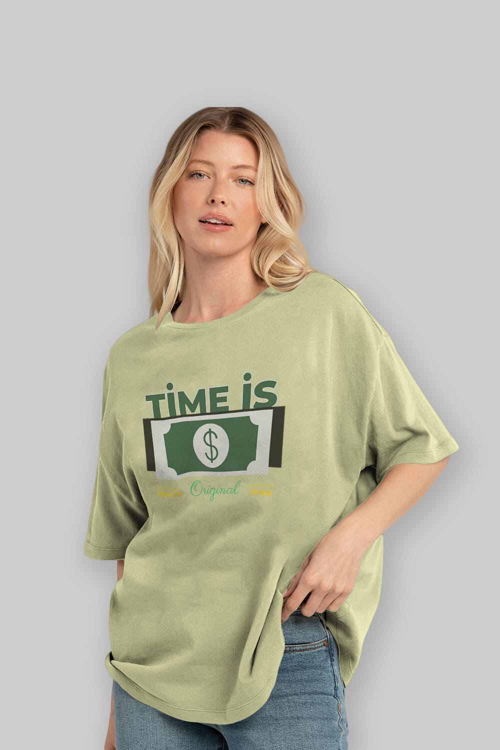 Time is Original Ön Baskılı Oversize t-shirt Erkek Kadın Unisex
