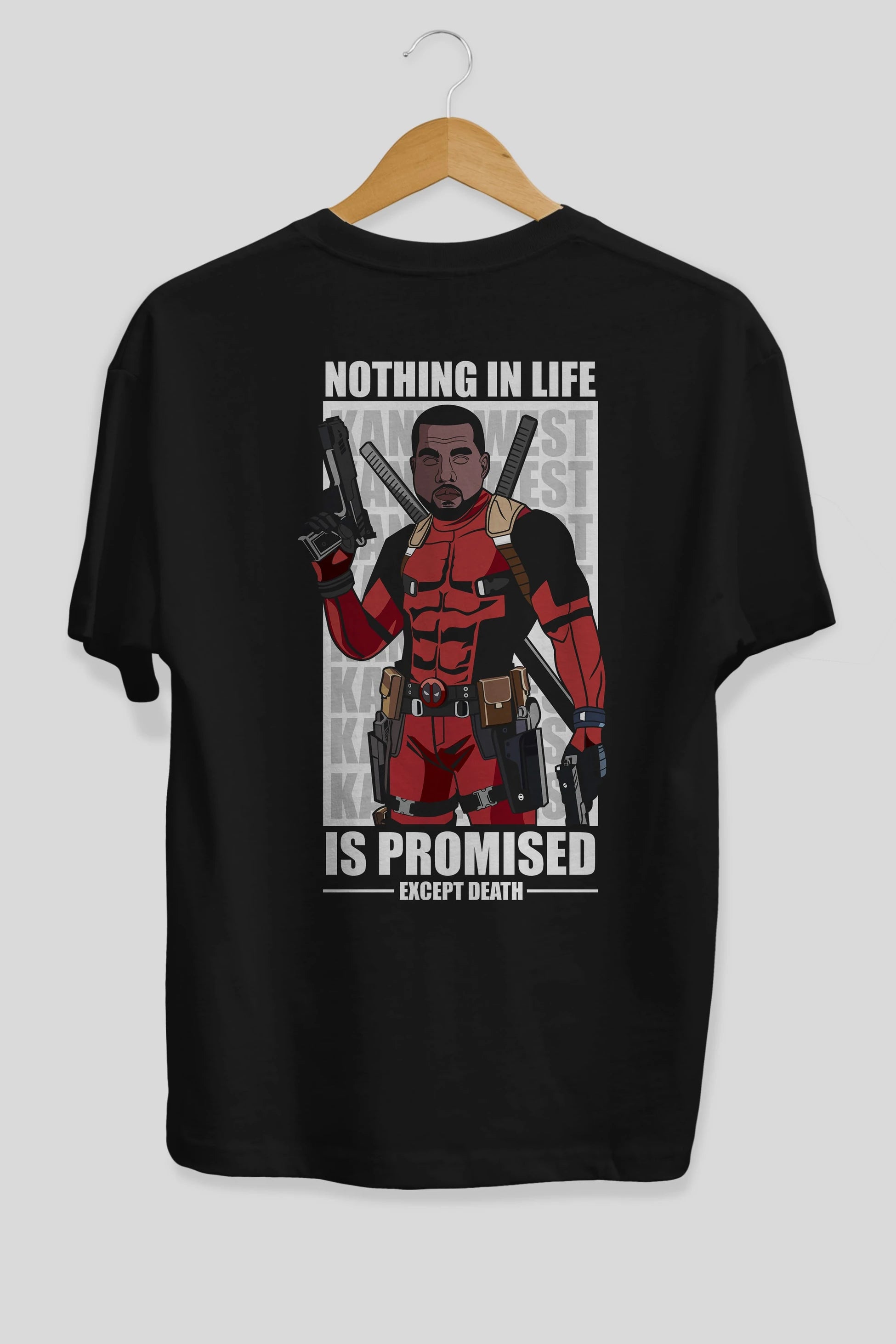 Kanye West Deadpool Arka Baskılı Oversize t-shirt Erkek Kadın Unisex %100 Pamuk tişort